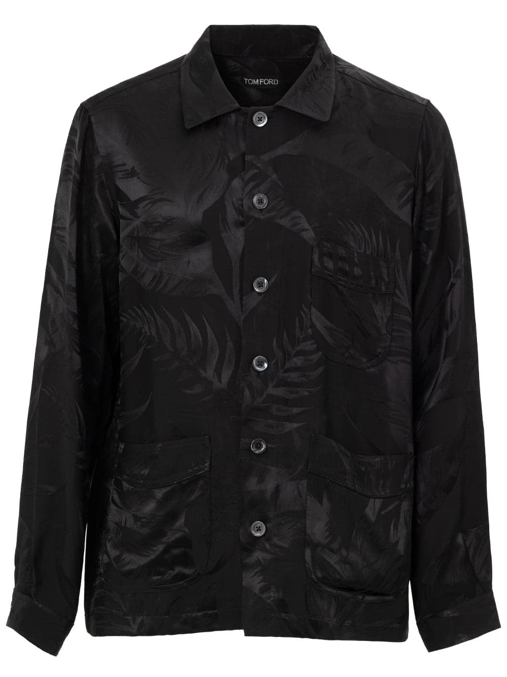 Tom Ford  Camicia Uomo con Tasche e Motivo Tonale - Nera