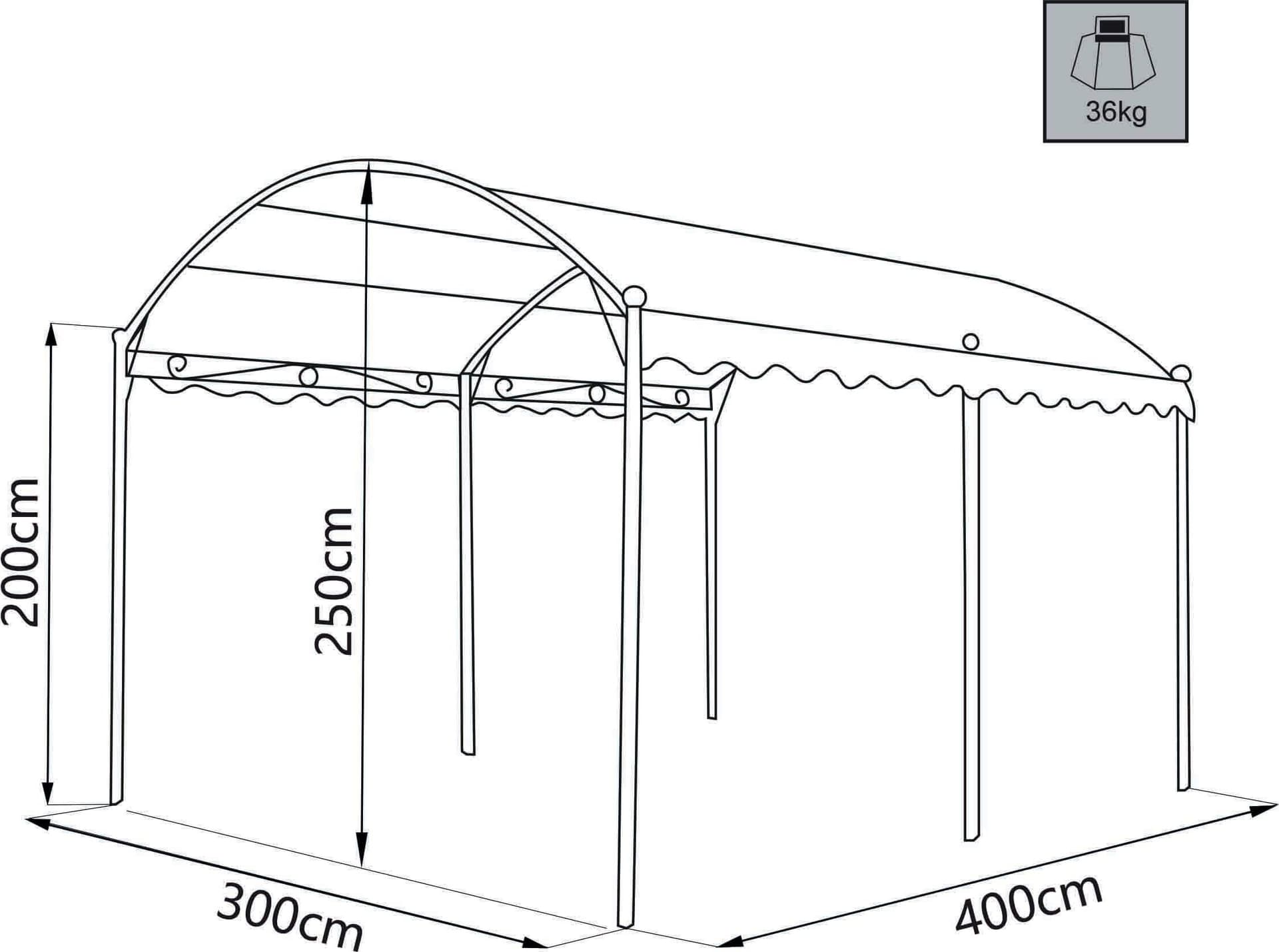 AORNOS - gazebo da giardino 3x4 a onda in metallo Antracite in Gazebo Milani Home - Dueville, commercioVirtuoso.it