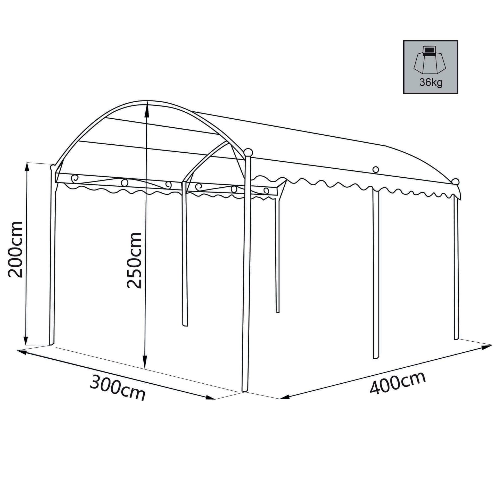 AORNOS - gazebo da giardino 3x4 a onda in metallo Antracite in Gazebo Milani Home - Dueville, commercioVirtuoso.it