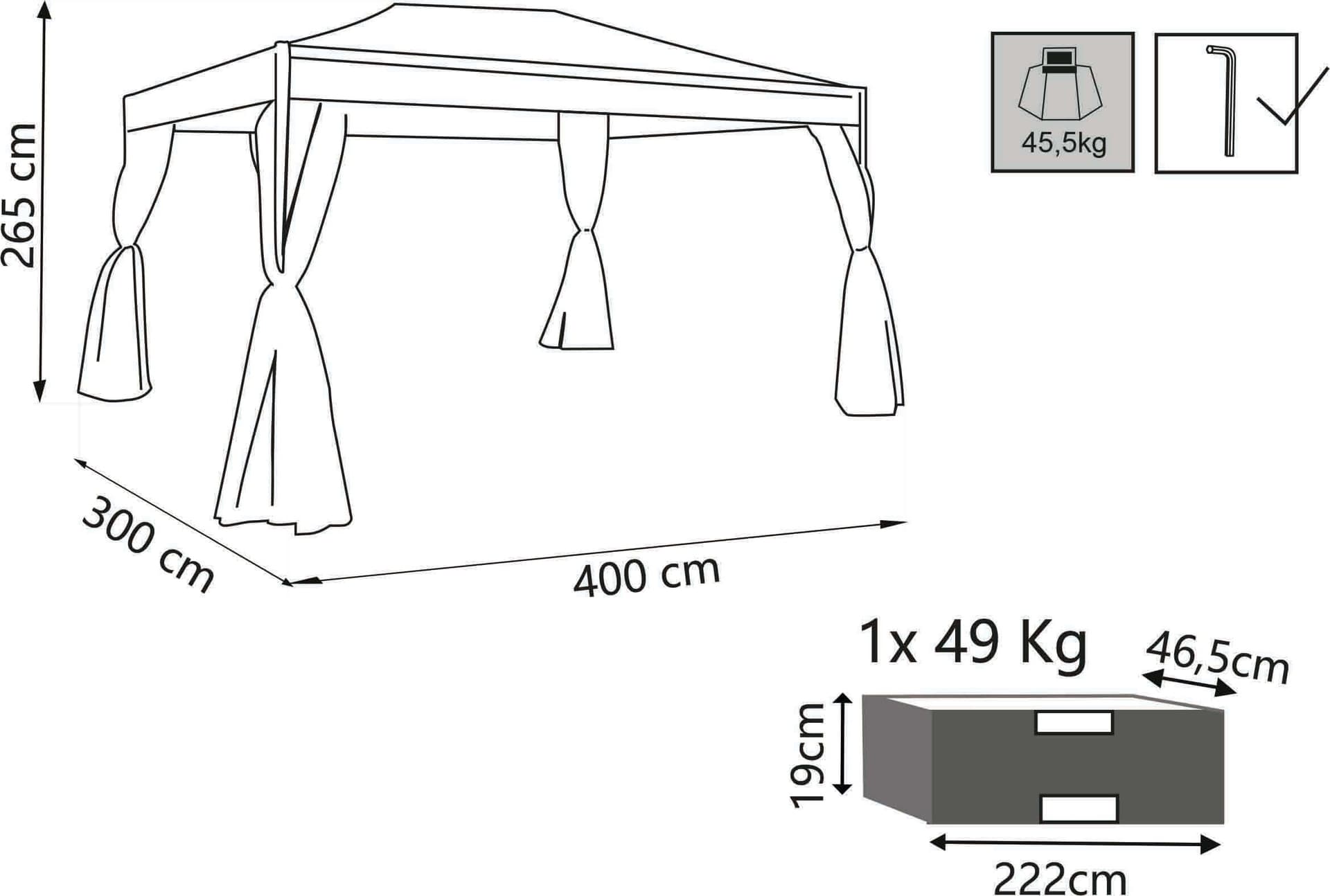 FORES - gazebo da giardino 3x4 in metallo completo di pareti Antracite in Gazebo Milani Home - Dueville, commercioVirtuoso.it