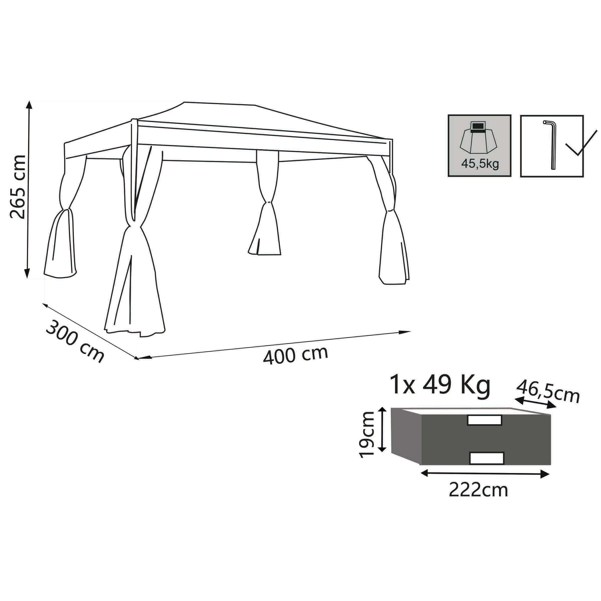 FORES - gazebo da giardino 3x4 in metallo completo di pareti Antracite in Gazebo Milani Home - Dueville, commercioVirtuoso.it