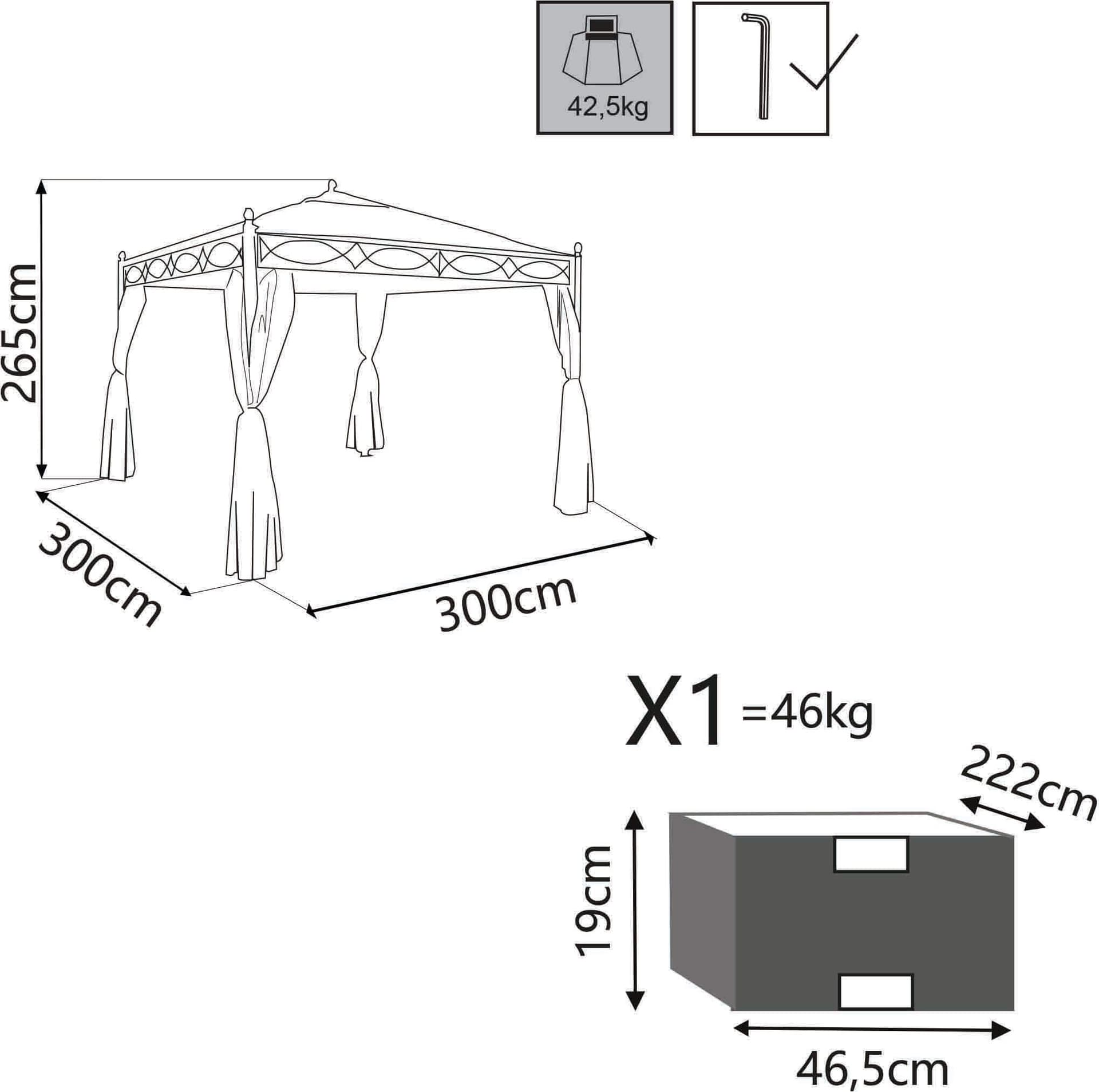 GERMEN - gazebo da giardino 3x3 in metallo completo di pareti laterali Antracite in Gazebo Milani Home - Dueville, commercioVirtuoso.it