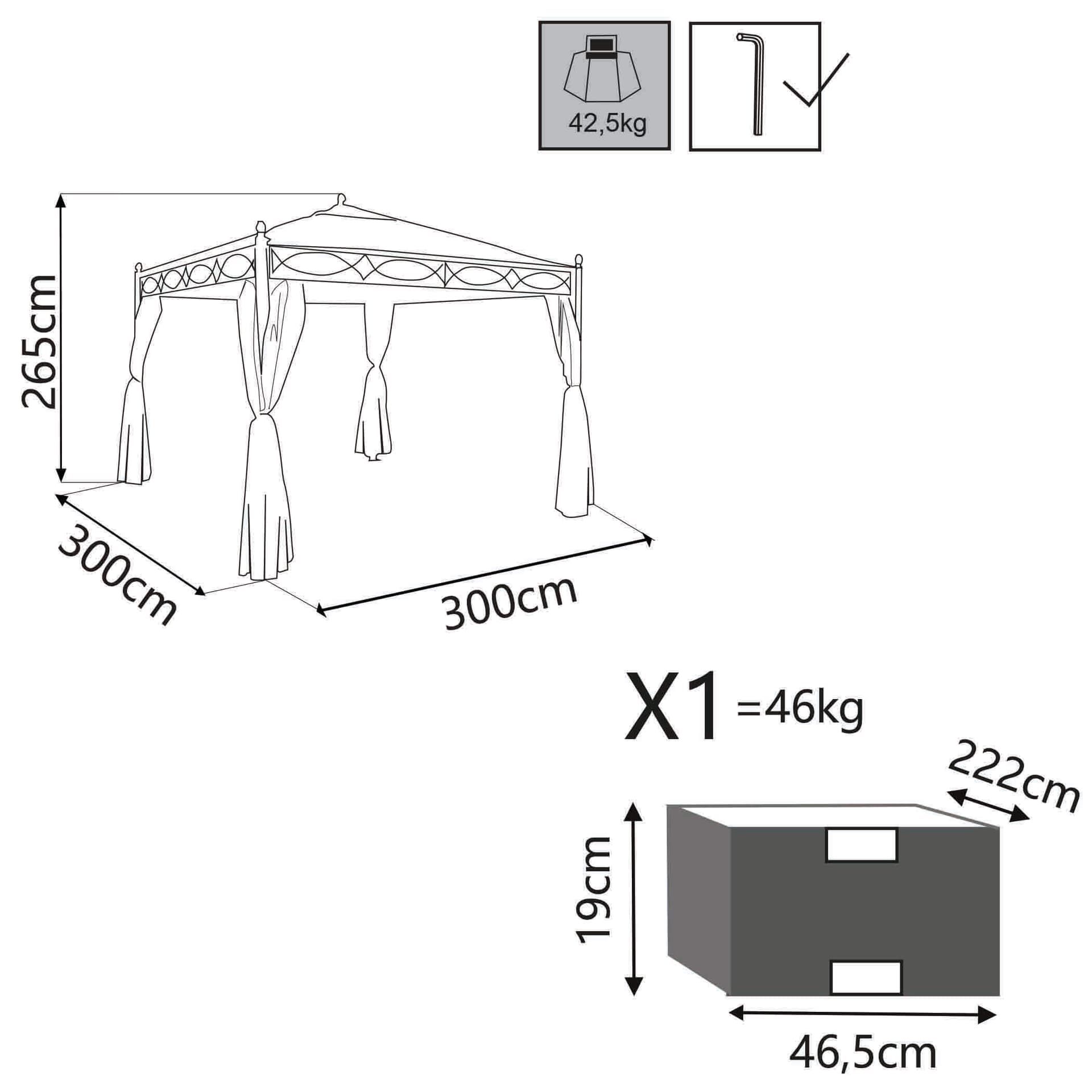 GERMEN - gazebo da giardino 3x3 in metallo completo di pareti laterali Antracite in Gazebo Milani Home - Dueville, commercioVirtuoso.it