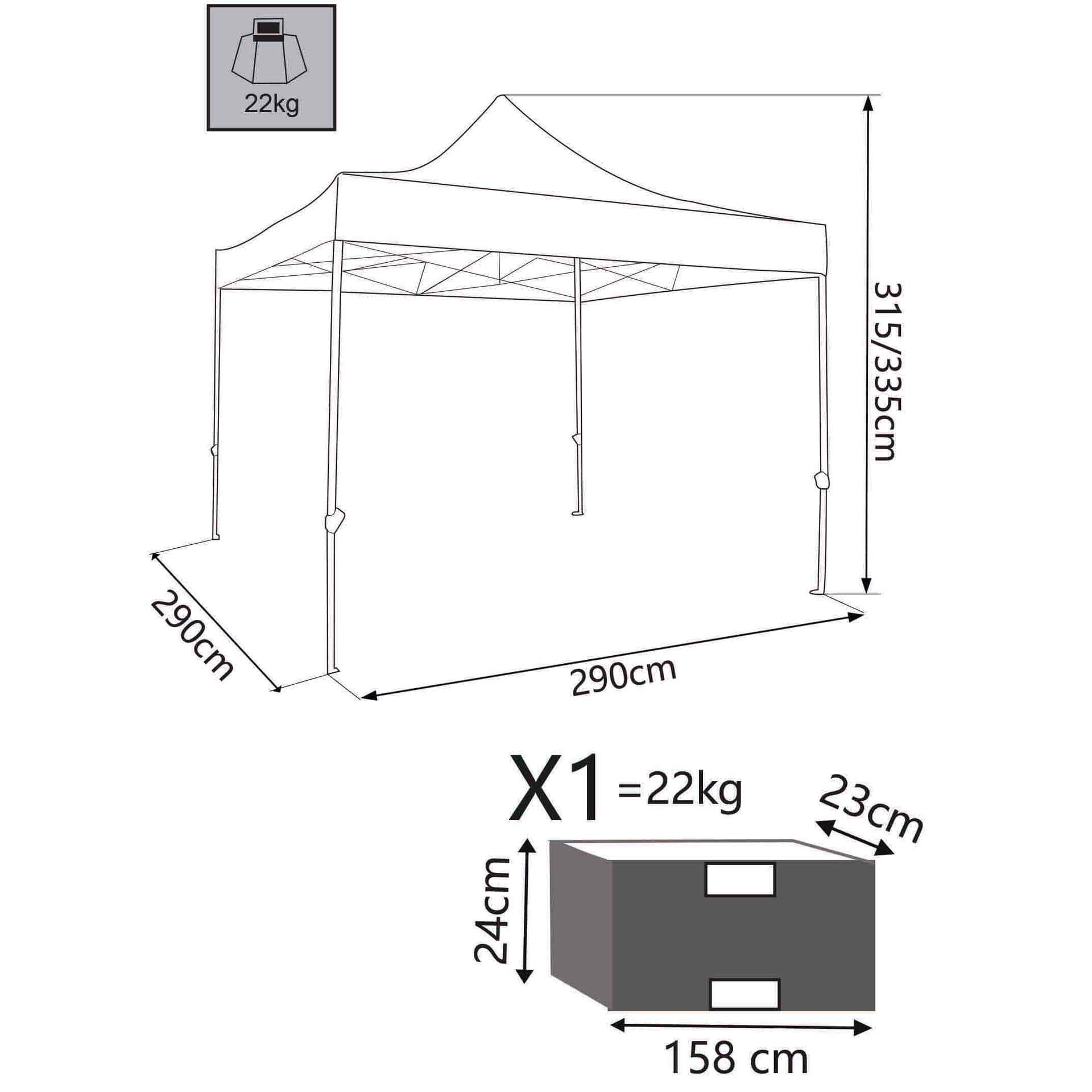 DIADEMA - gazebo pieghevole e richiudibile completo di sacca protettiva 3x3 in metallo Tortora in Gazebo Milani Home - Dueville, commercioVirtuoso.it