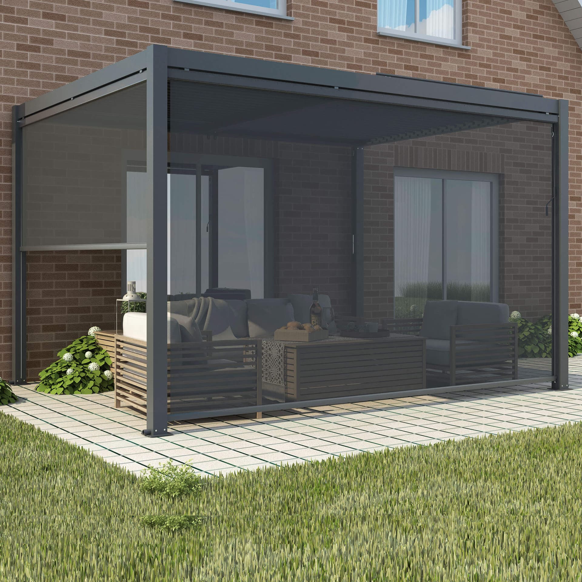 NIMBUS - parete laterale da 4 m per pergola Grigio scuro in Gazebo Milani Home - Dueville, commercioVirtuoso.it