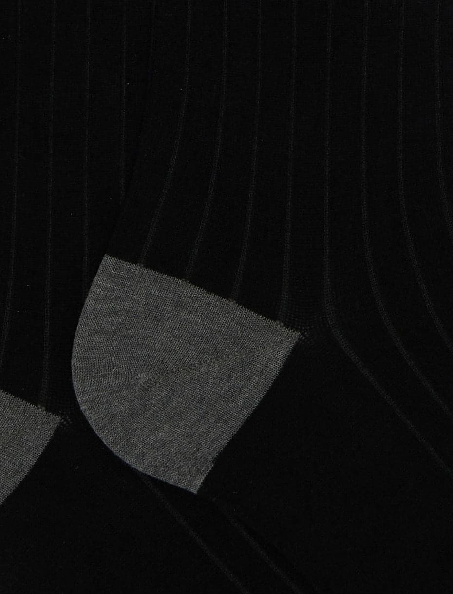 Gallo calze uomo lunghe cotone nero tinta unita con contrasti AP511053 12435