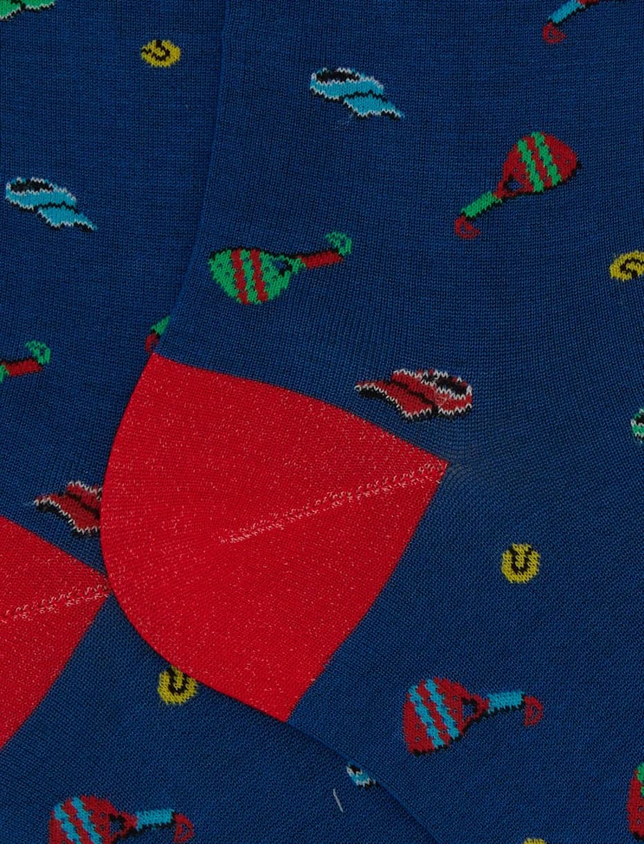 Gallo Calze uomo  corte cotone fantasia padel blu