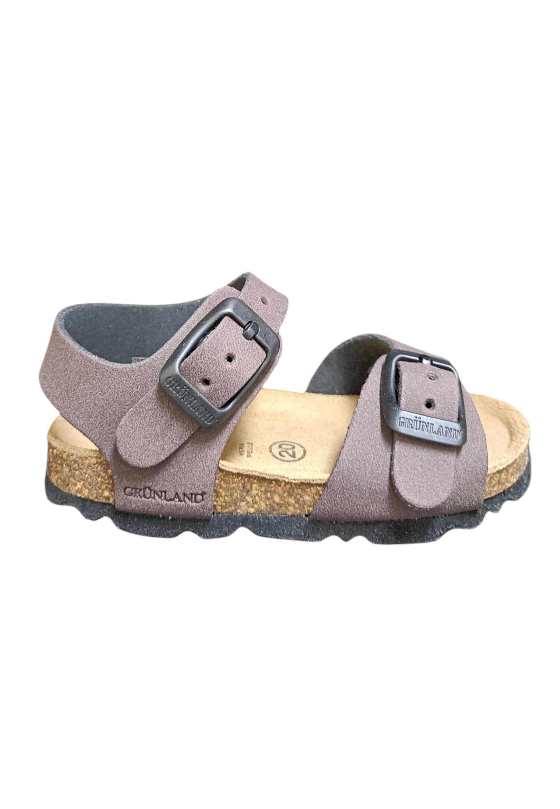Sandalo bio bambino Grunland Junior 0634 testa di moro pelle sughero fibbia comfort - 6