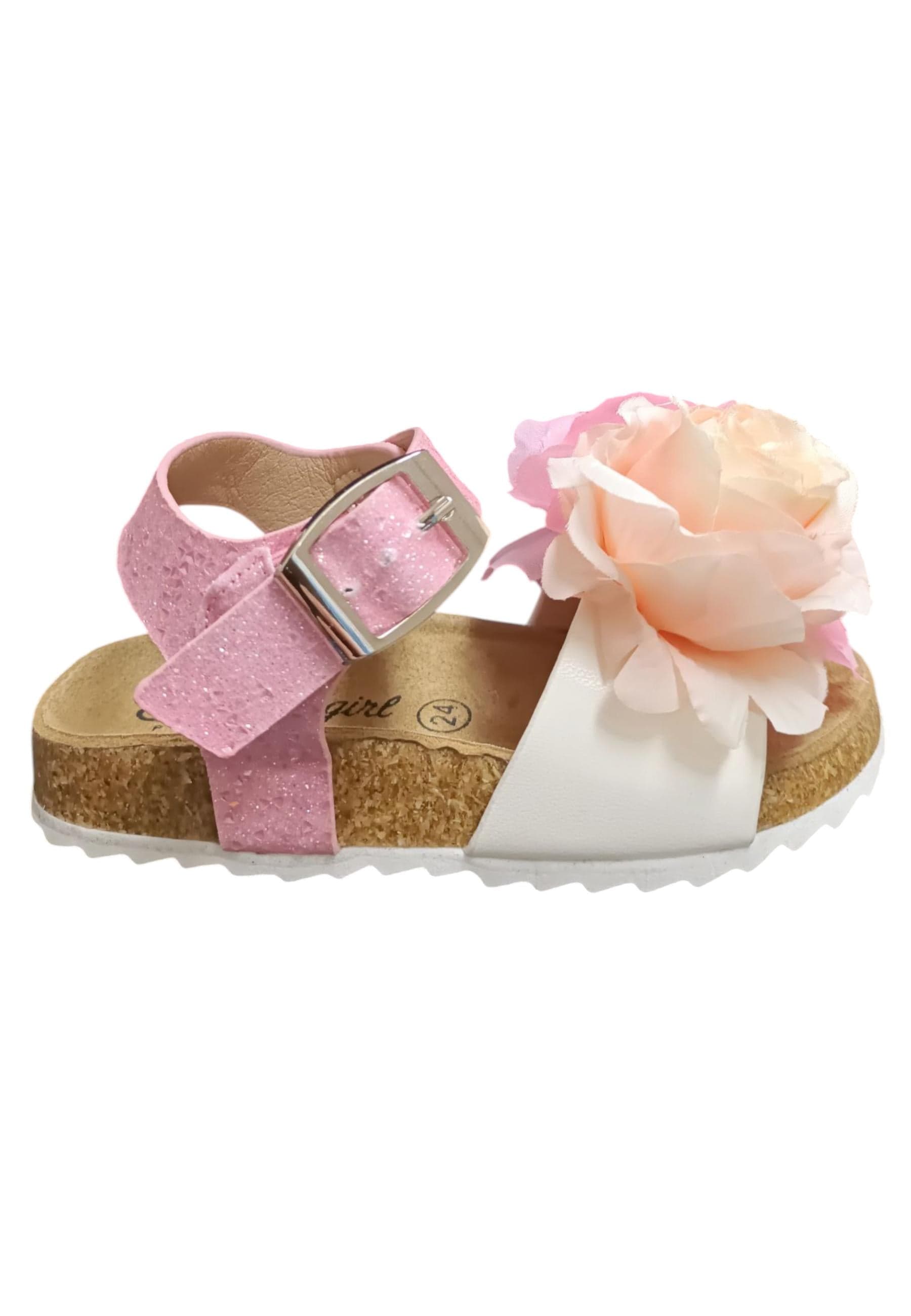 Sandali bambina Gaelle Birk rosa bianco pelle glitter - 6