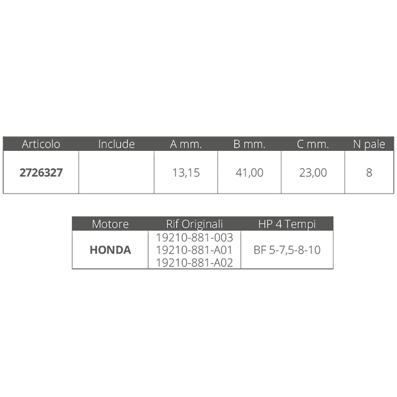 Girante Honda 4T 5-7,5-8-10 Hp in Pompe acqua Ebricowill - Palermo, commercioVirtuoso.it