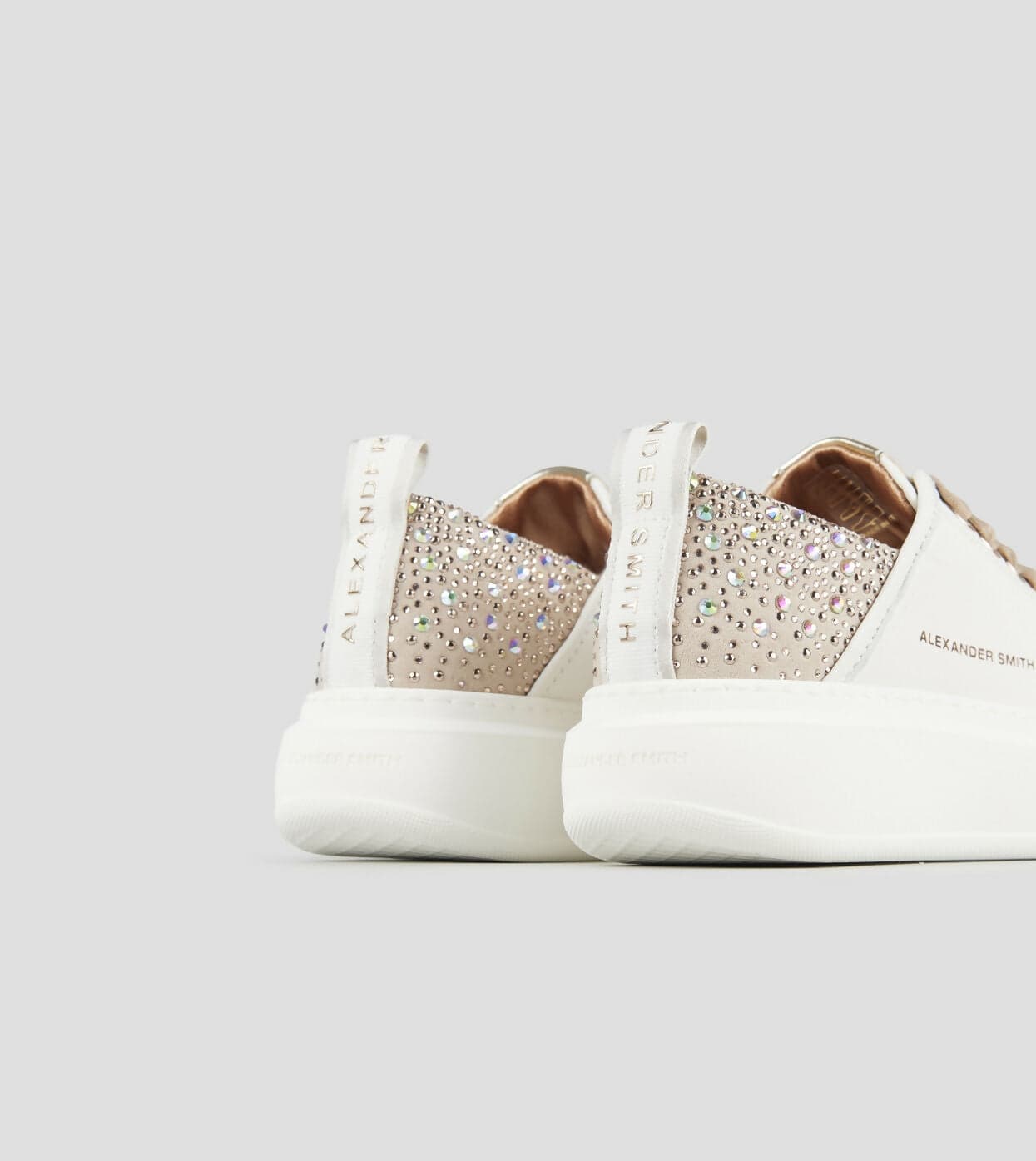 Alexander Smith Donna sneakers in pelle bianca e tallone beige con strass in Sneaker casual Cantali Calzature - Randazzo, commercioVirtuoso.it
