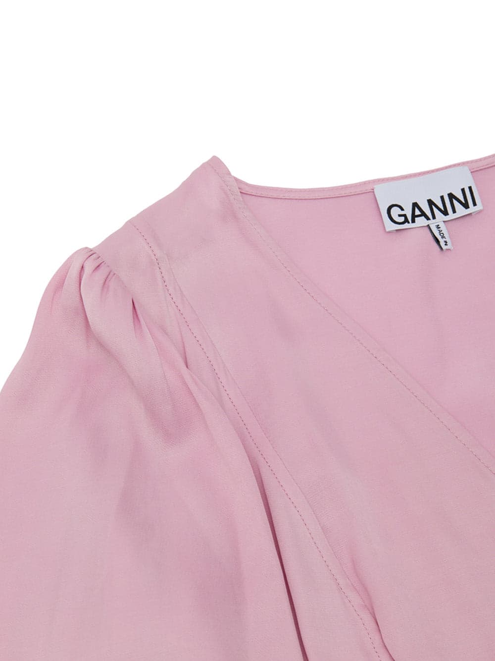 GANNI Top in Satin Rosa con Allacciatura ad Incrocio Ganni da donna in Canotte e top Drestige - Casamassima, commercioVirtuoso.it