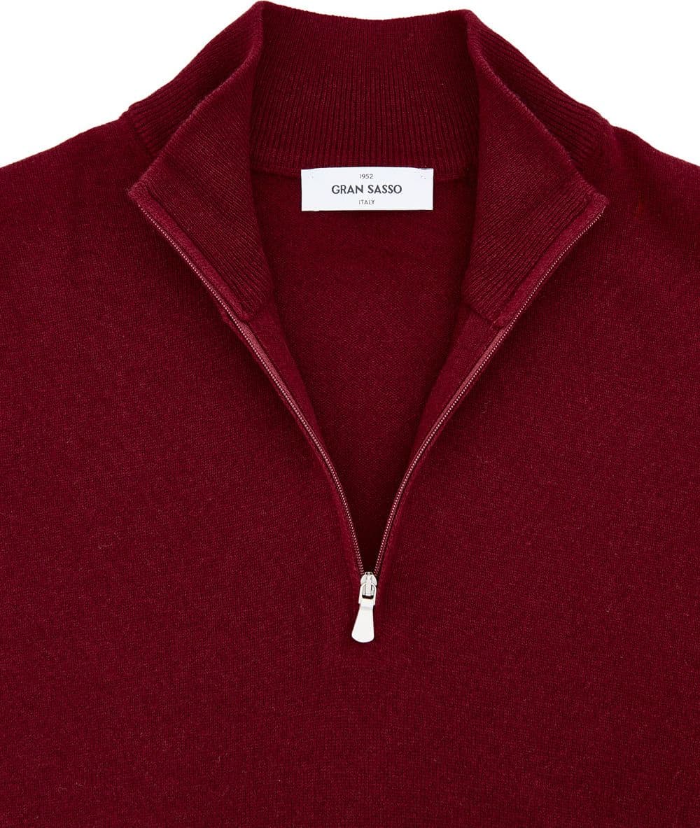 Gran Sasso Maglione Lupetto con Mezza Zip in Lana Rosso Scuro da uomo in Maglioni Drestige - Casamassima, commercioVirtuoso.it