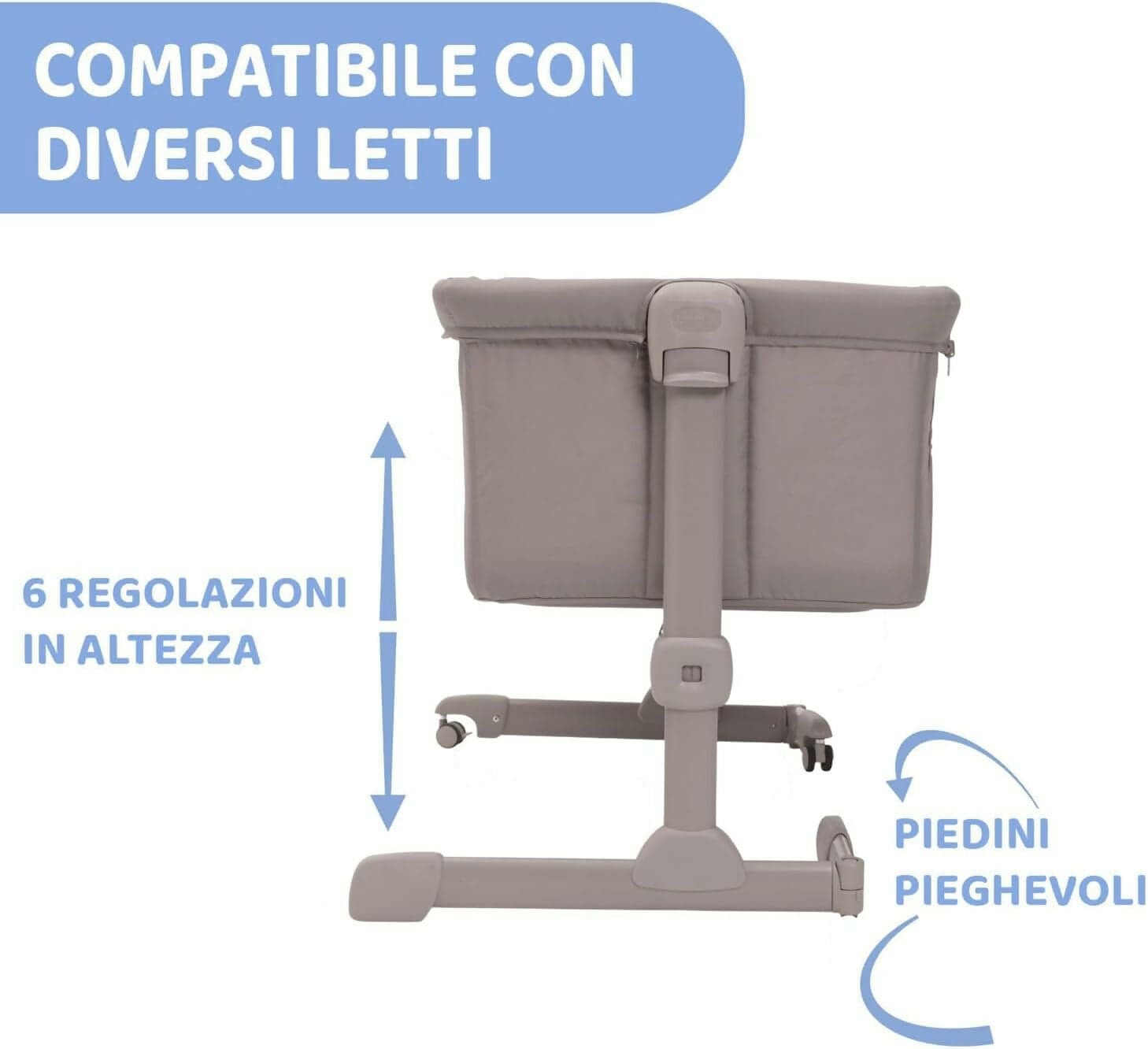 CHICCO Next2Me Essential - Culla Neonato, Compatibile Con Diversi Letti, Altezza Regolabile, Inclinabile, Buona Circolazione Dell'Aria, Materasso E Borsa Inclusi, Vari Colori Disponibili, Stone Re_Lux E Dove Re_Lux in Lettini da affiancare Sanitaria Gioia del Bimbo - Villa San Giovanni, commercioVirtuoso.it