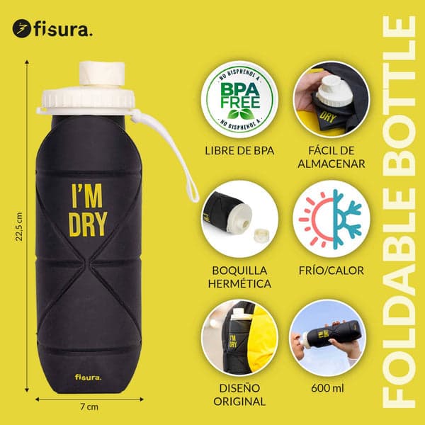 FISURA Bottiglia pieghevole con scritta "I'm dry" in Autocategorizzazione Più Di Più Ideas - Casalnuovo di Napoli, commercioVirtuoso.it