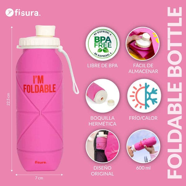 FISURA Bottiglia pieghevole con scritta "I'm foldable" in Autocategorizzazione Più Di Più Ideas - Casalnuovo di Napoli, commercioVirtuoso.it