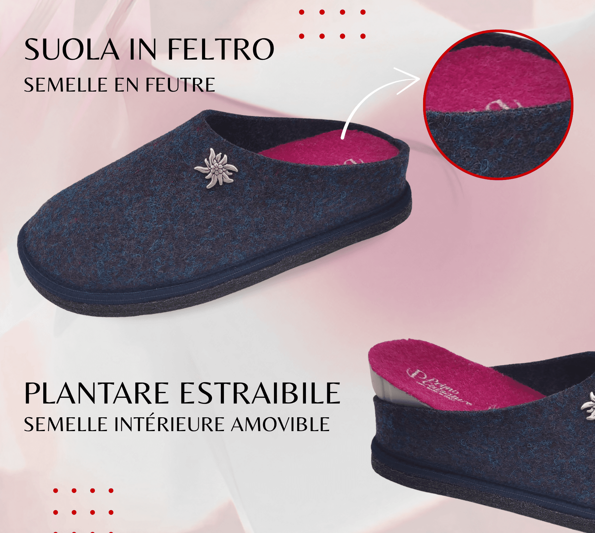 Primo Calzature Ciabatte Donna ValGardena Pantofole Invernali da Casa in Lana, Suola in Feltro con Plantare Estraibile in Ciabatte moda Primo Calzature - Venezia, commercioVirtuoso.it