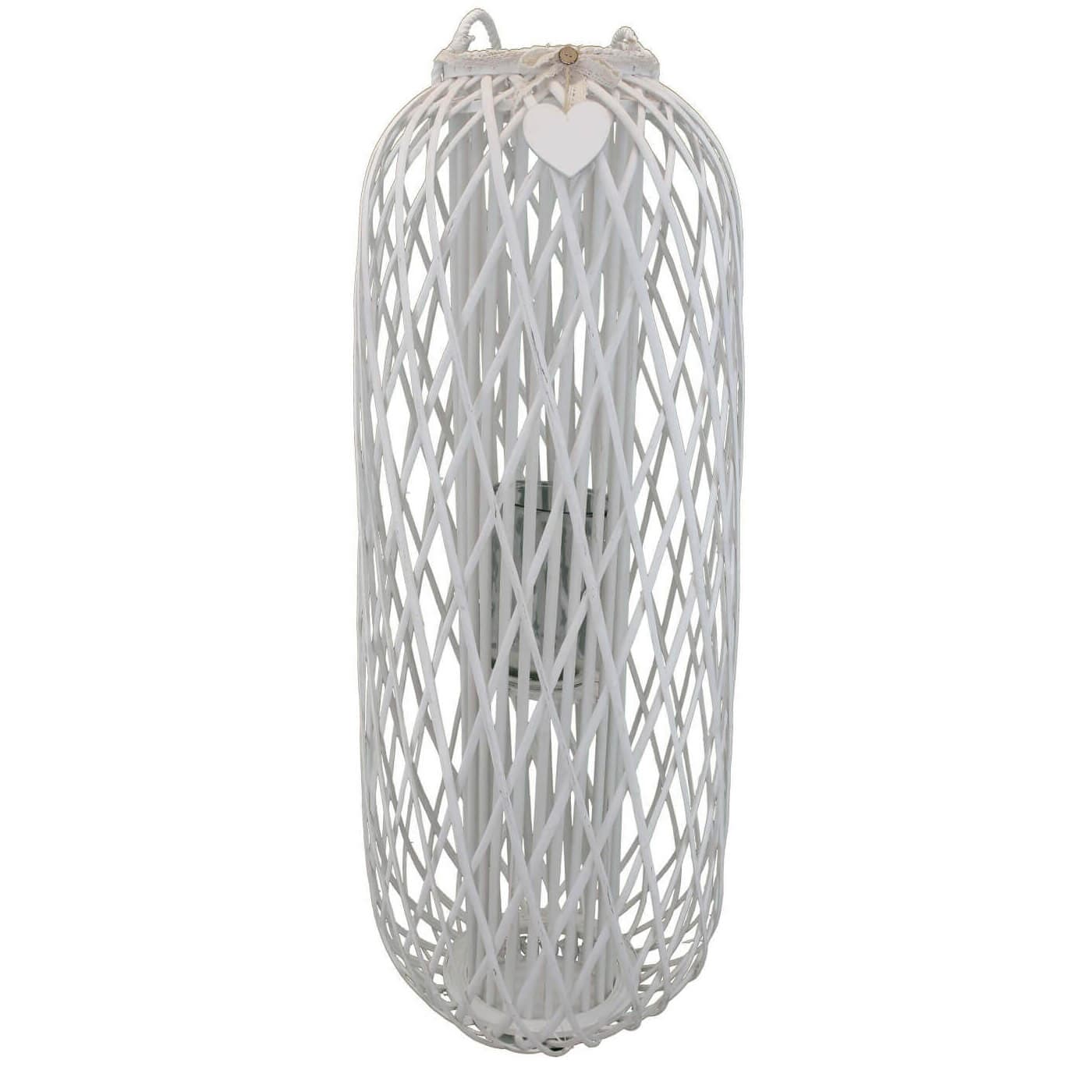 GENEVIEVE - lanterna in vimini tondo 44x115 Bianco in Lanterne Milani Home - Dueville, commercioVirtuoso.it
