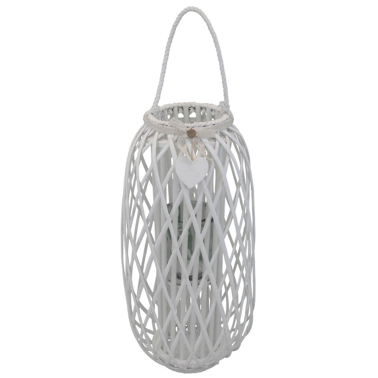 GENEVIEVE - lanterna in vimini tondo 38x86 Bianco in Lanterne Milani Home - Dueville, commercioVirtuoso.it