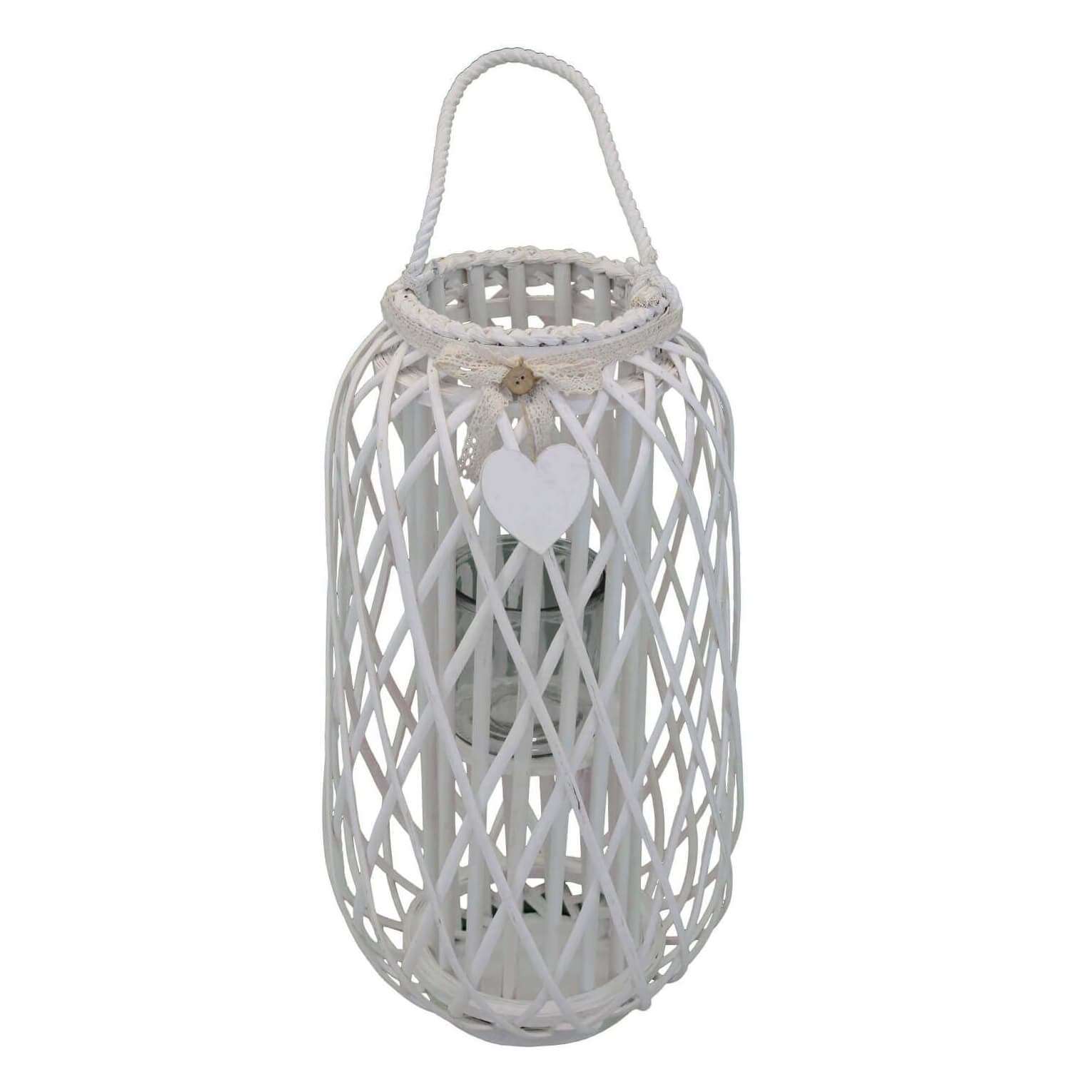 GENEVIEVE - lanterna in vimini tondo 34x76 Bianco in Lanterne Milani Home - Dueville, commercioVirtuoso.it