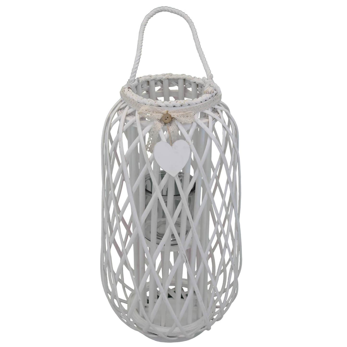 GENEVIEVE - lanterna in vimini tondo 31x66 Bianco in Lanterne Milani Home - Dueville, commercioVirtuoso.it