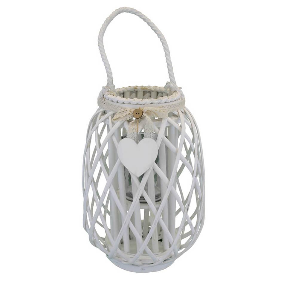 GENEVIEVE - lanterna in vimini tondo 30x56 Bianco in Lanterne Milani Home - Dueville, commercioVirtuoso.it