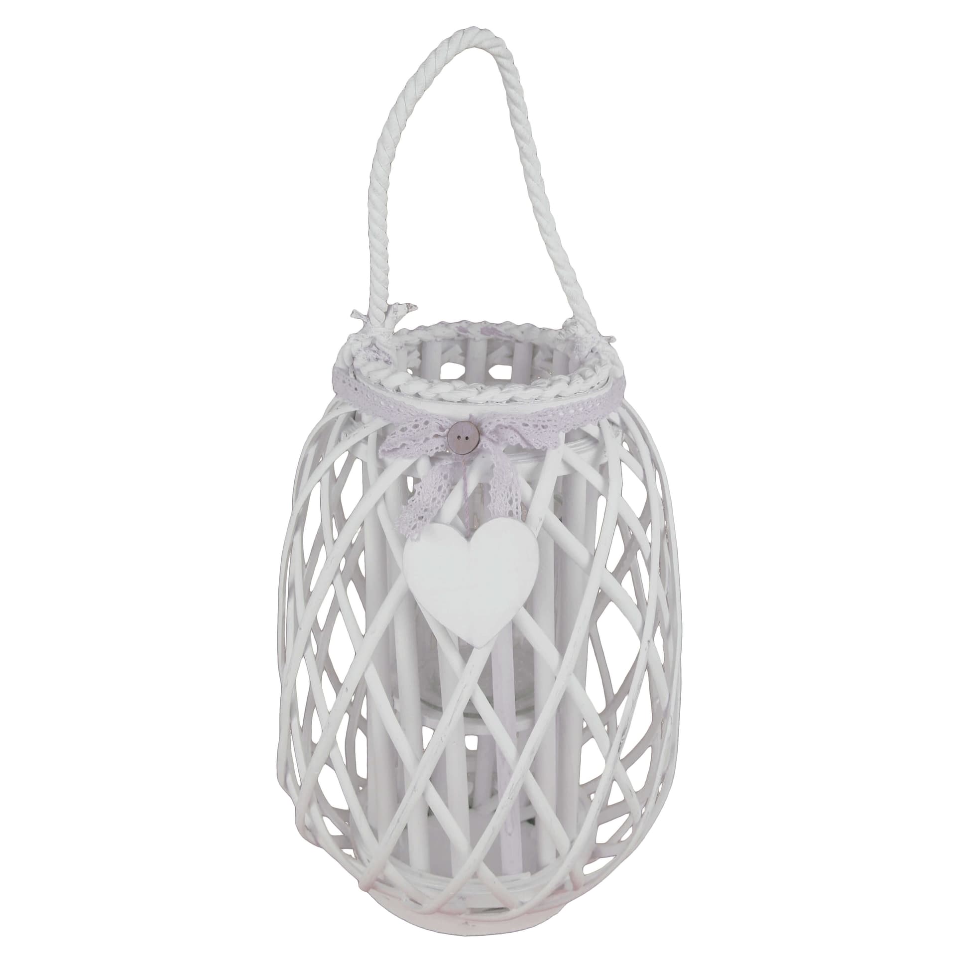 GENEVIEVE - lanterna in vimini tondo 28x45 Bianco in Lanterne Milani Home - Dueville, commercioVirtuoso.it