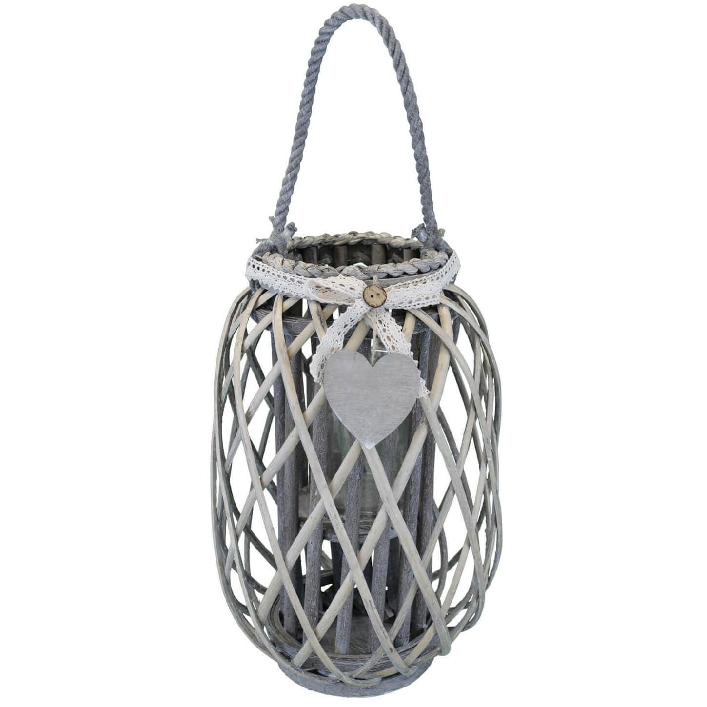 GENEVIEVE - lanterna in vimini tondo 28x45 Grigio in Lanterne Milani Home - Dueville, commercioVirtuoso.it