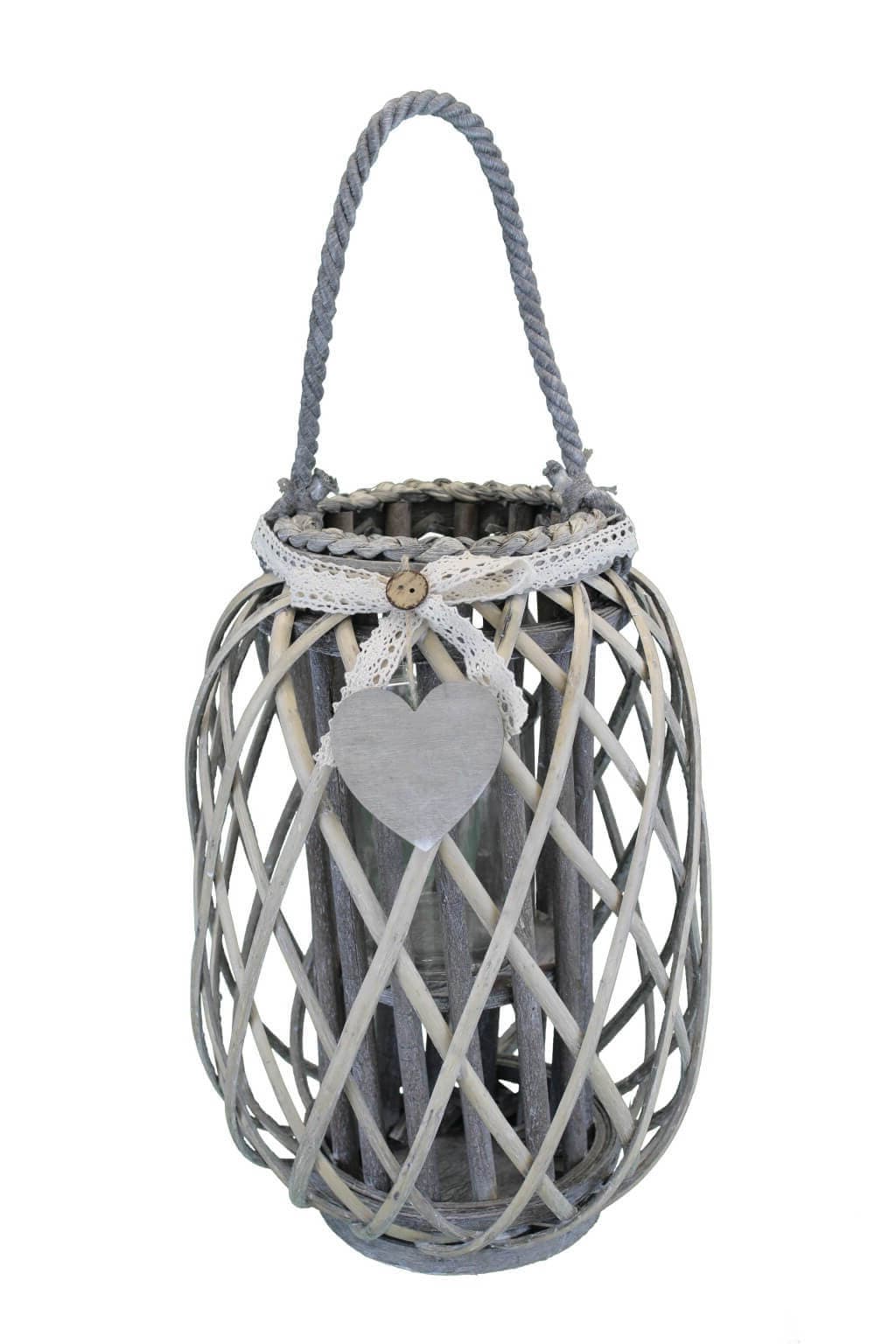GENEVIEVE - lanterna in vimini tondo 24x35 Grigio