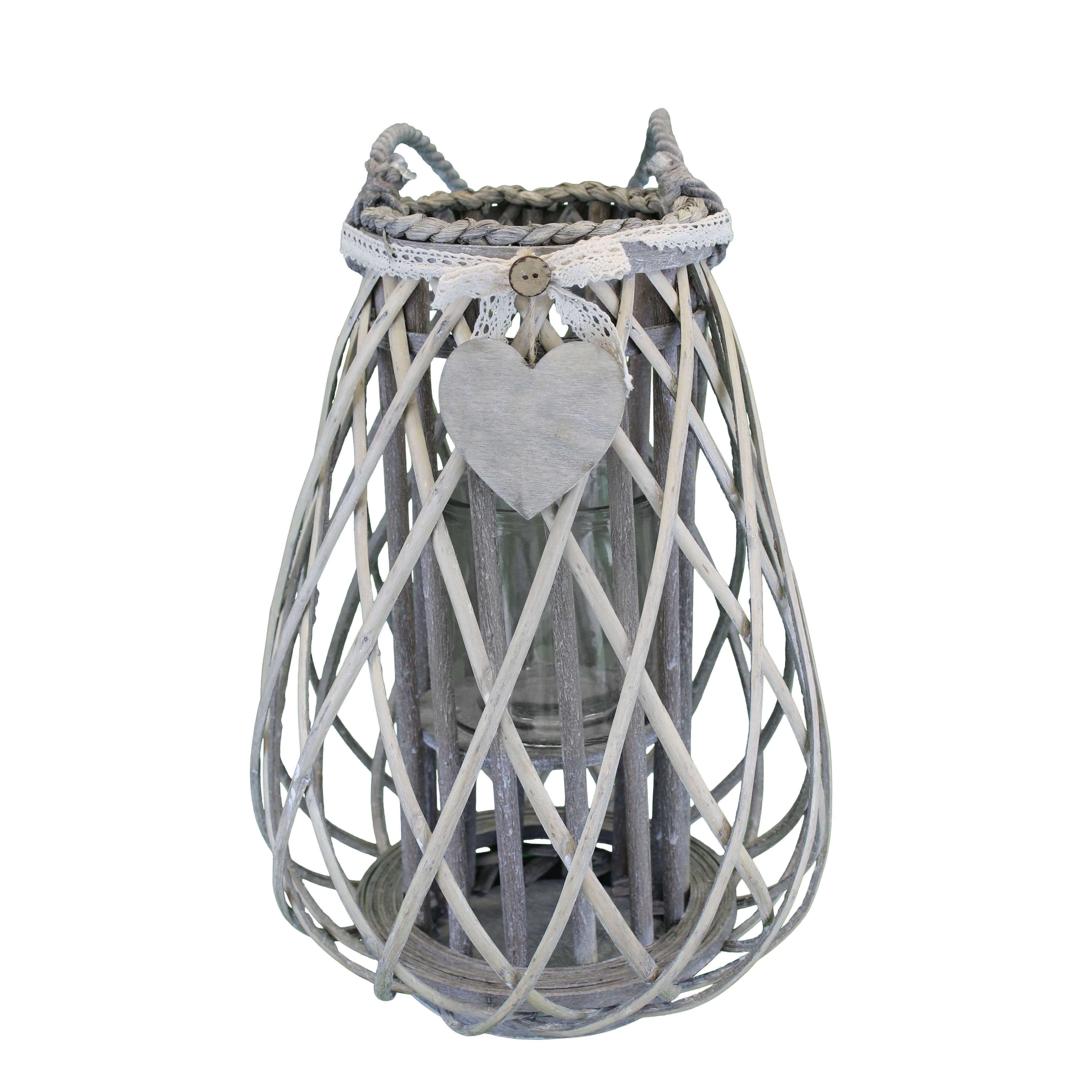 GEORGIE - lanterna in vimini tondo 36x53 Grigio