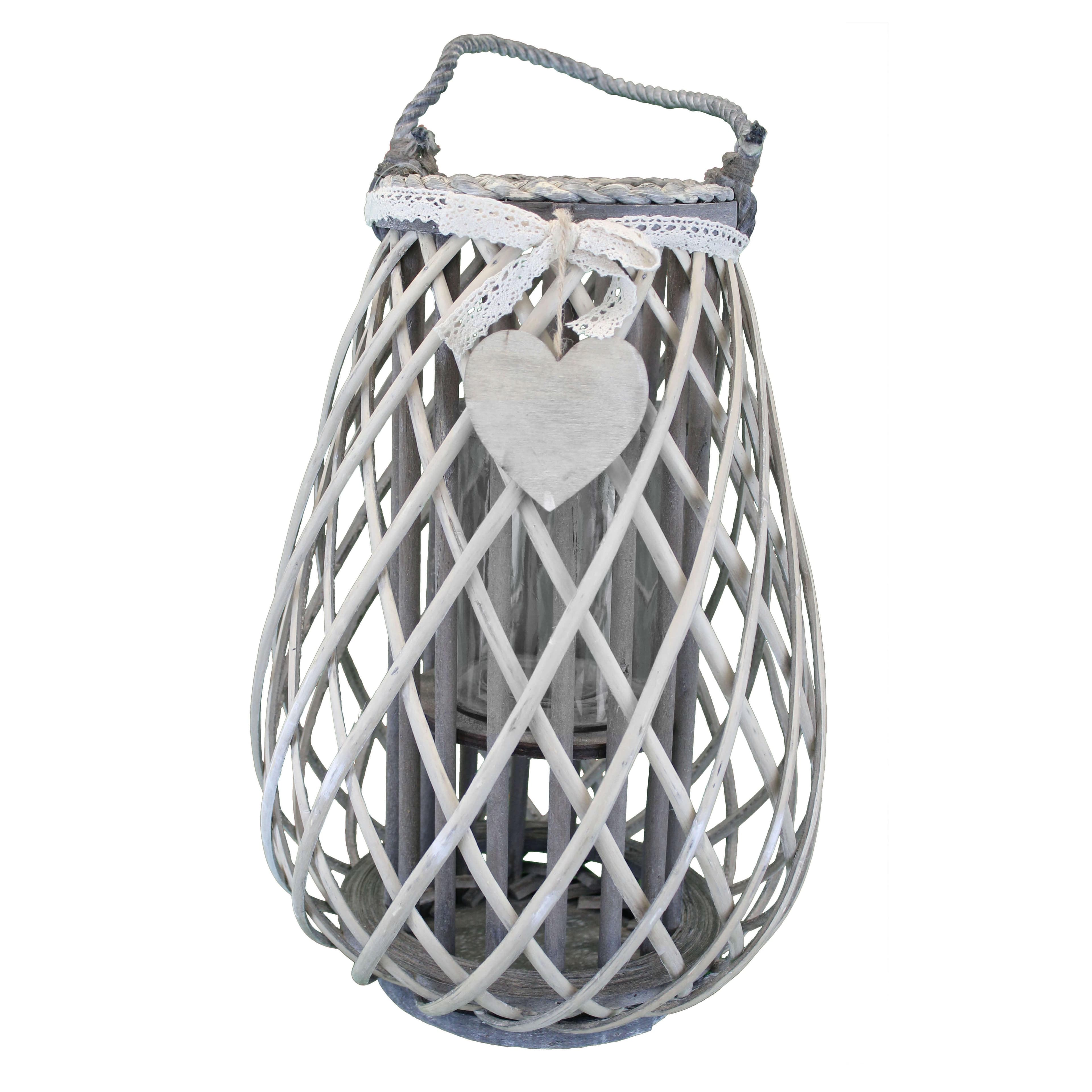 GEORGIE - lanterna in vimini tondo 28x36 Grigio