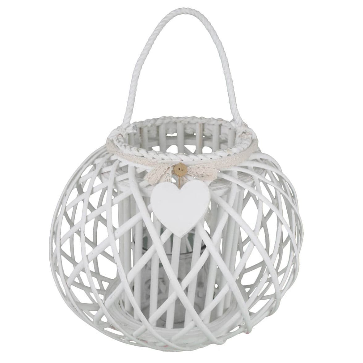 GISELE - lanterna in vimini tondo 49x40 Bianco in Lanterne Milani Home - Dueville, commercioVirtuoso.it