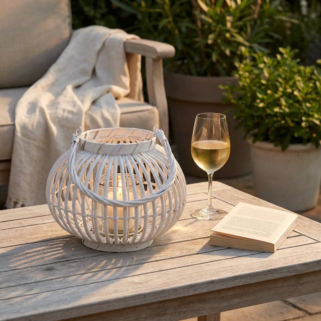 MADELEINE - lanterna in vimini Bianco in Lanterne Milani Home - Dueville, commercioVirtuoso.it