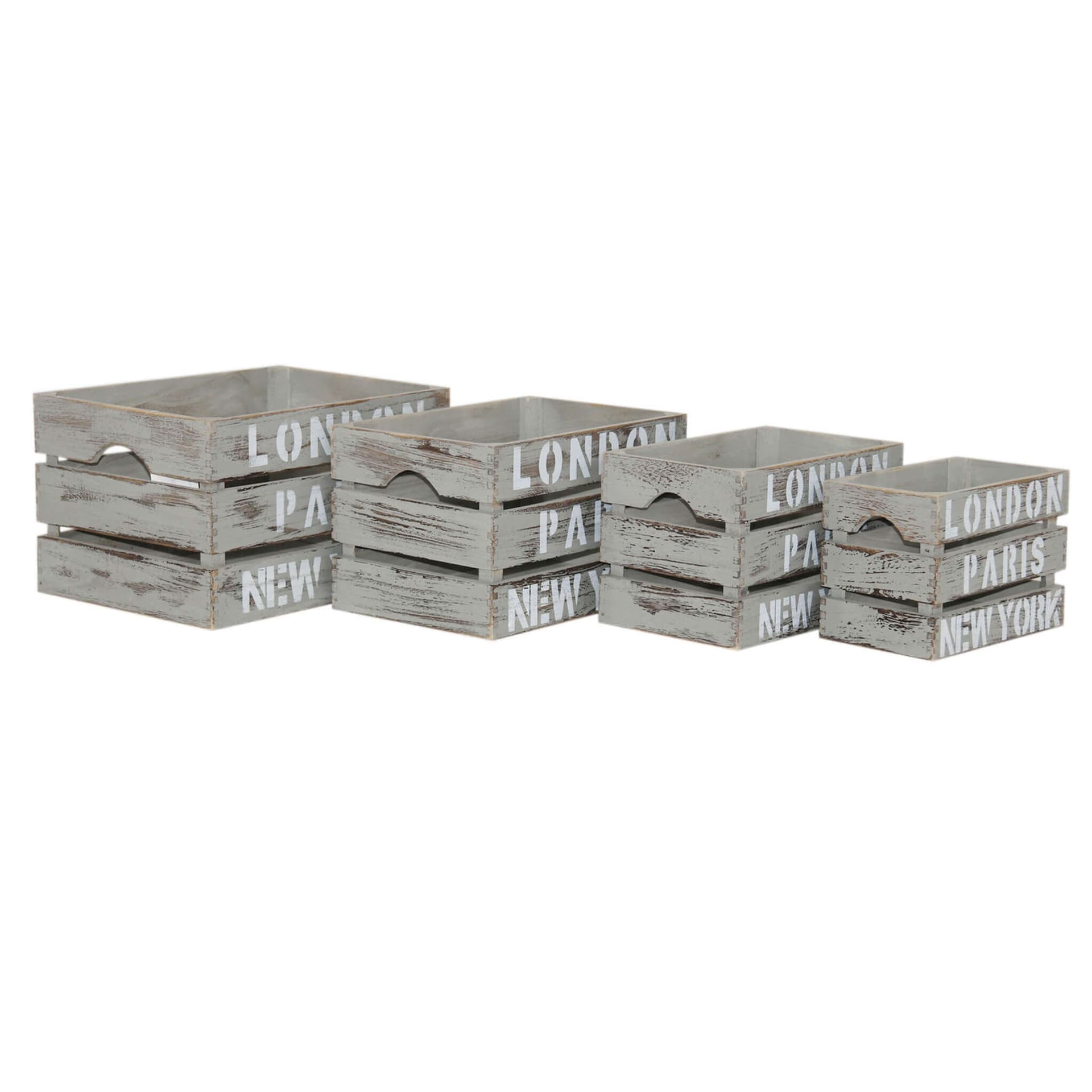 CARSON - set di 4 cassette in legno Grigio in Ottomane e poggiapiedi Milani Home - Dueville, commercioVirtuoso.it