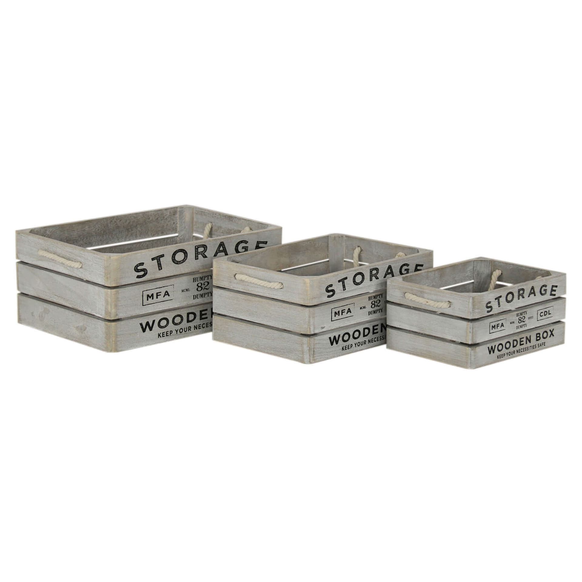 PARKER - set di 3 cassette in legno Grigio in Ottomane e poggiapiedi Milani Home - Dueville, commercioVirtuoso.it