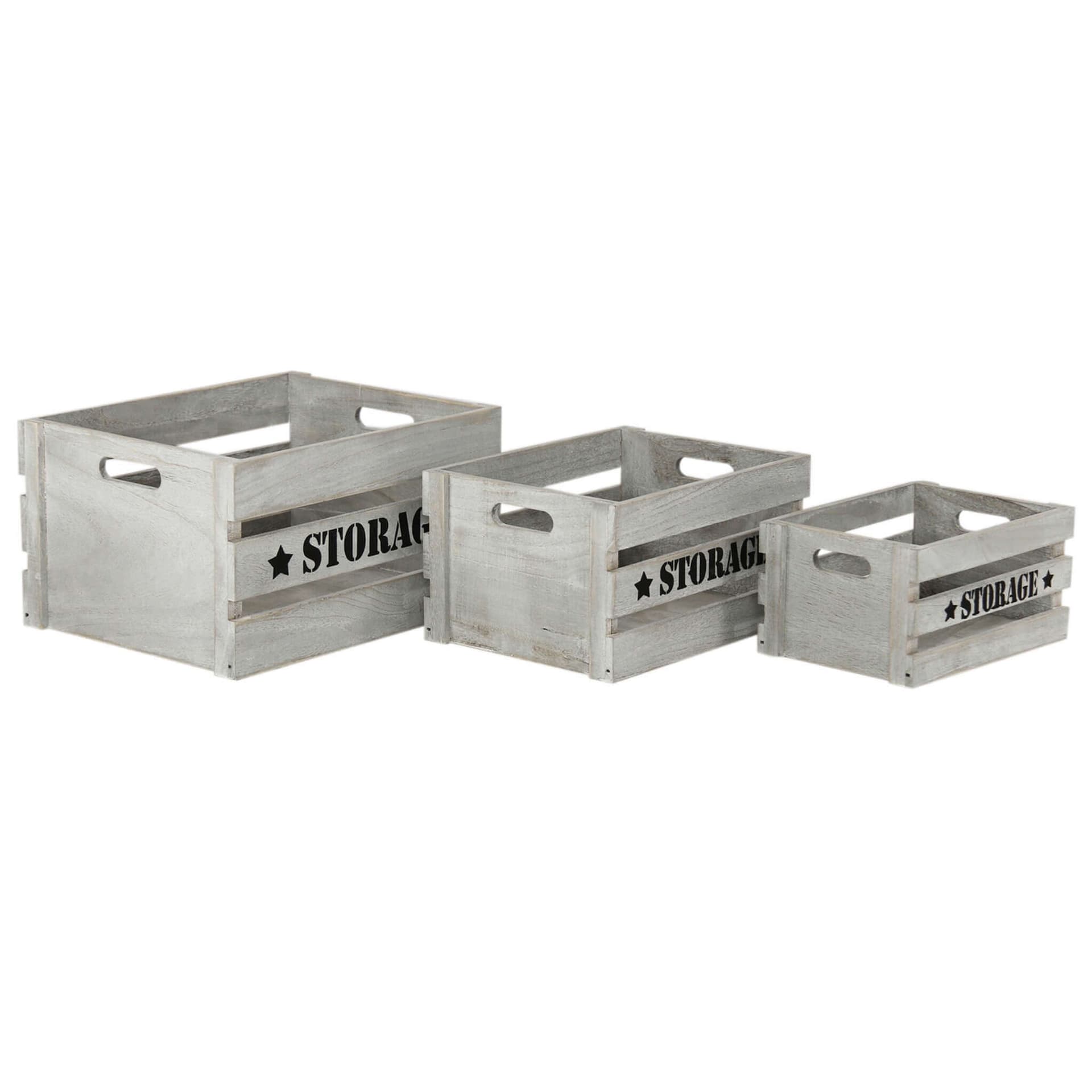 COOPER - set di 3 cassette in legno Grigio in Ottomane e poggiapiedi Milani Home - Dueville, commercioVirtuoso.it