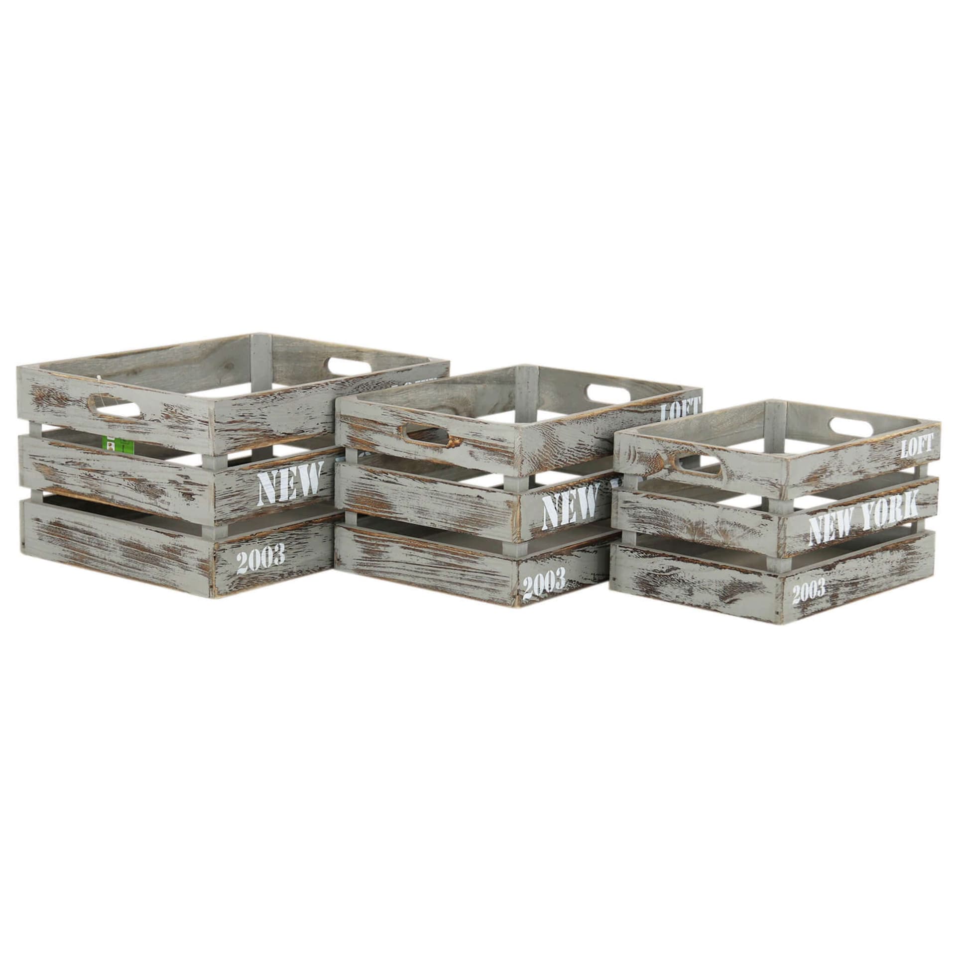 JACE - set di 3 cassette in legno Grigio in Ottomane e poggiapiedi Milani Home - Dueville, commercioVirtuoso.it
