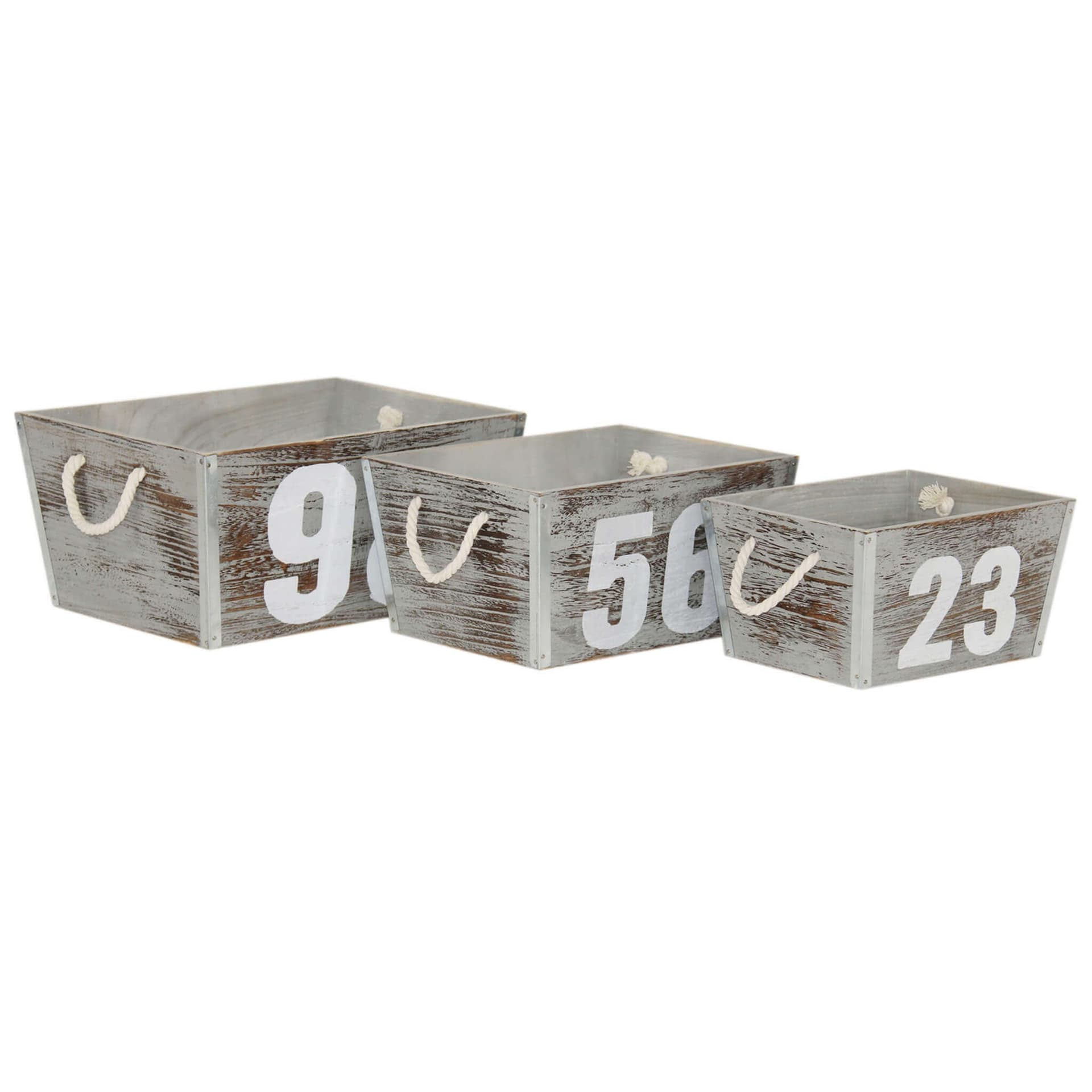 MAVERICK - set di 3 cassette in legno Grigio in Ottomane e poggiapiedi Milani Home - Dueville, commercioVirtuoso.it
