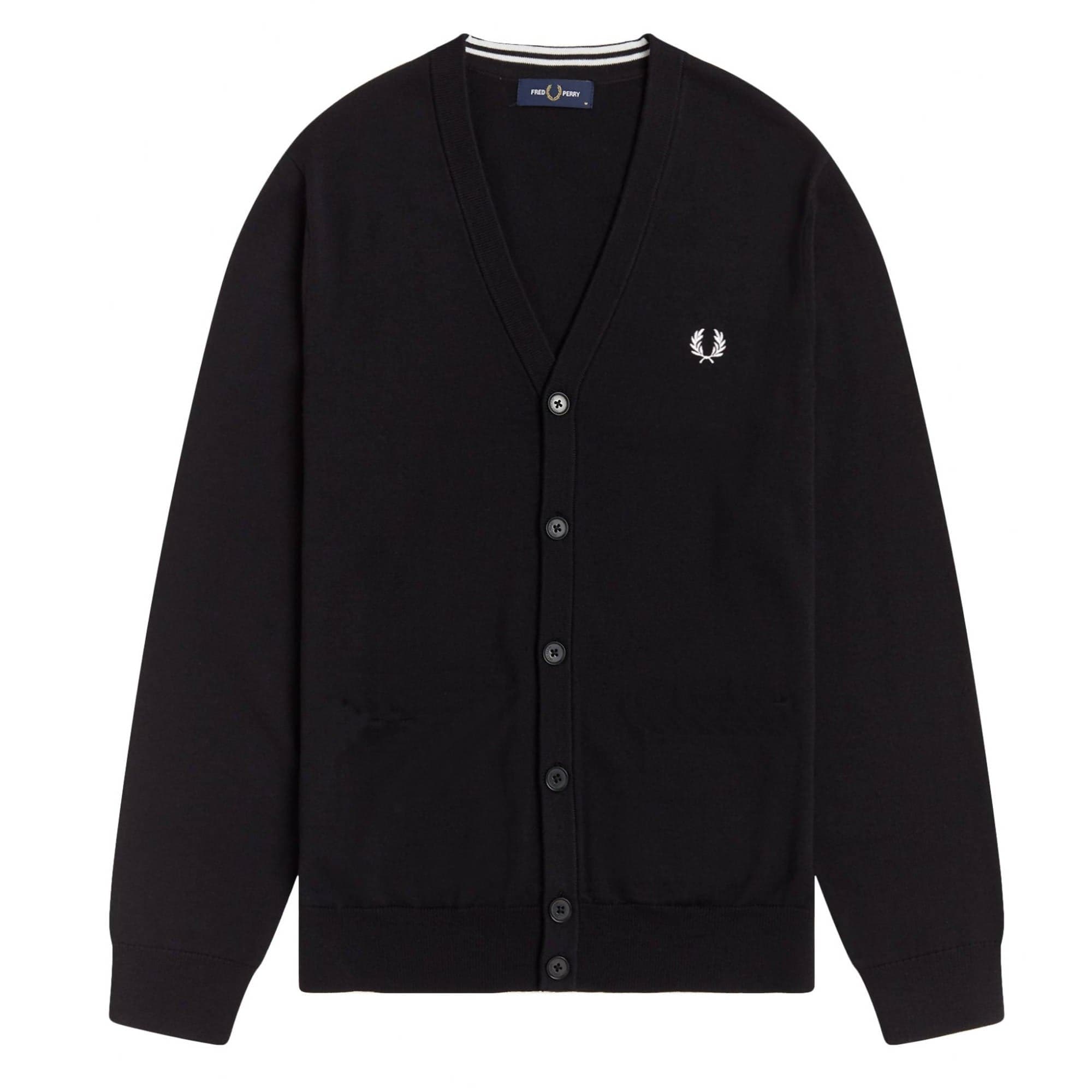 Fred Perry Cardigan Uomo Tinta Unita 100% Cotone Maniche Lunghe Maglione Pullover con Bottoni Logo Ricamato Collo A Scialle in Cardigan Euforia - Bronte, commercioVirtuoso.it