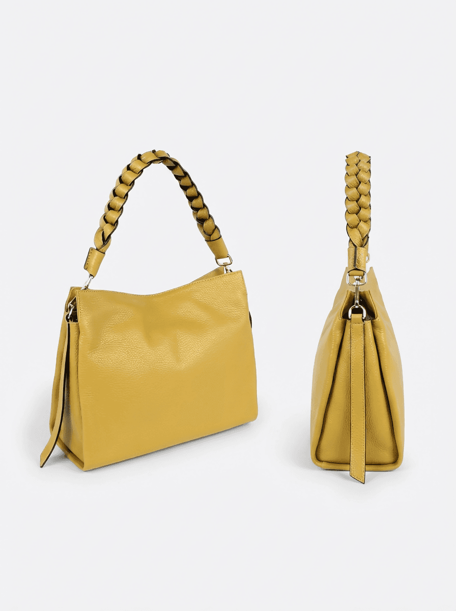 DOPPIASE Borsa Treccia Grande in vera pelle Dollaro Made in Italy 30x25x13cm in Borse a spalla Nanabags - Sesto Fiorentino, commercioVirtuoso.it