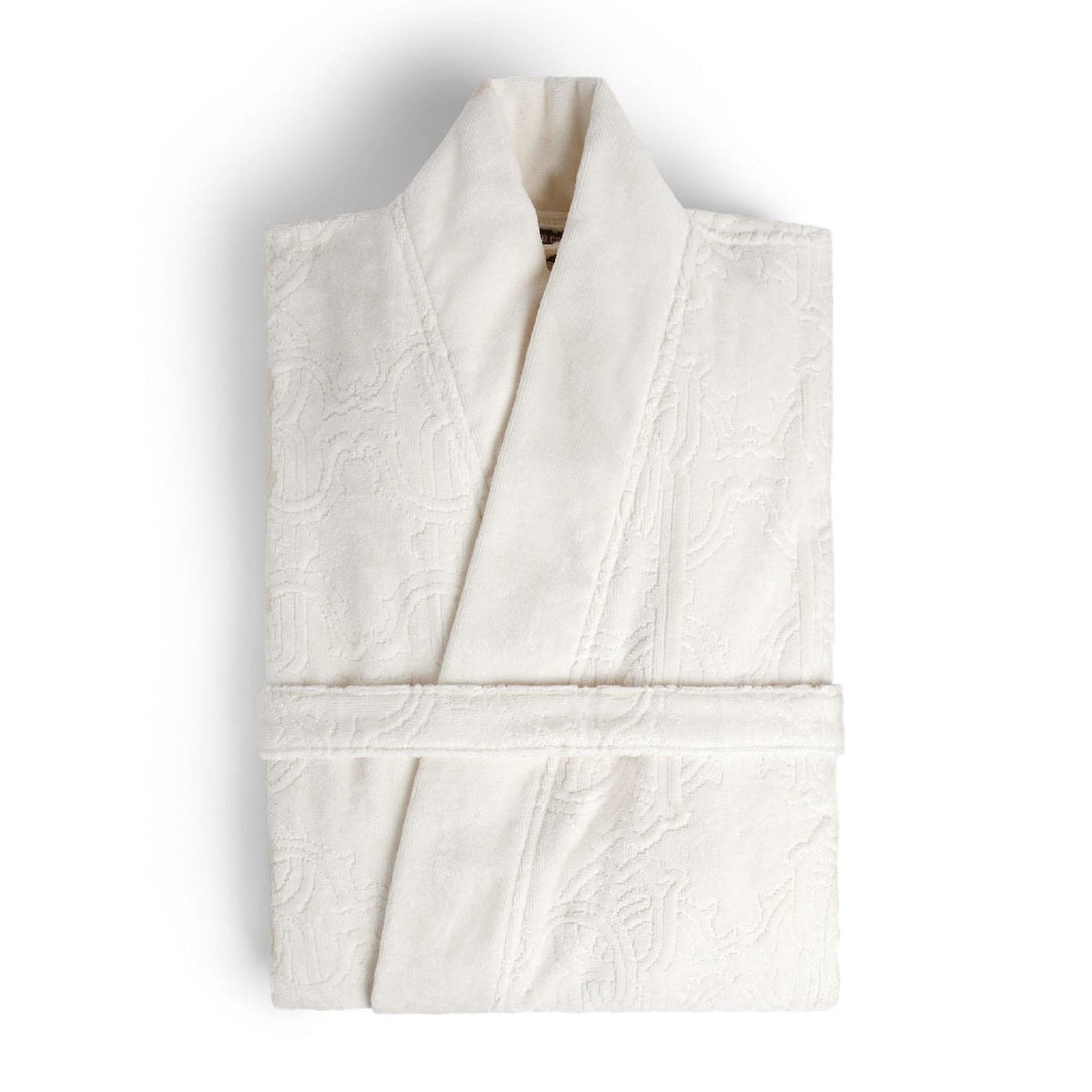 Accappatoio Roberto Cavalli Logo S/M bianco, in spugna di cotone, con cappuccio, tasche e cintura, design elegante con logo, Made in Italy.