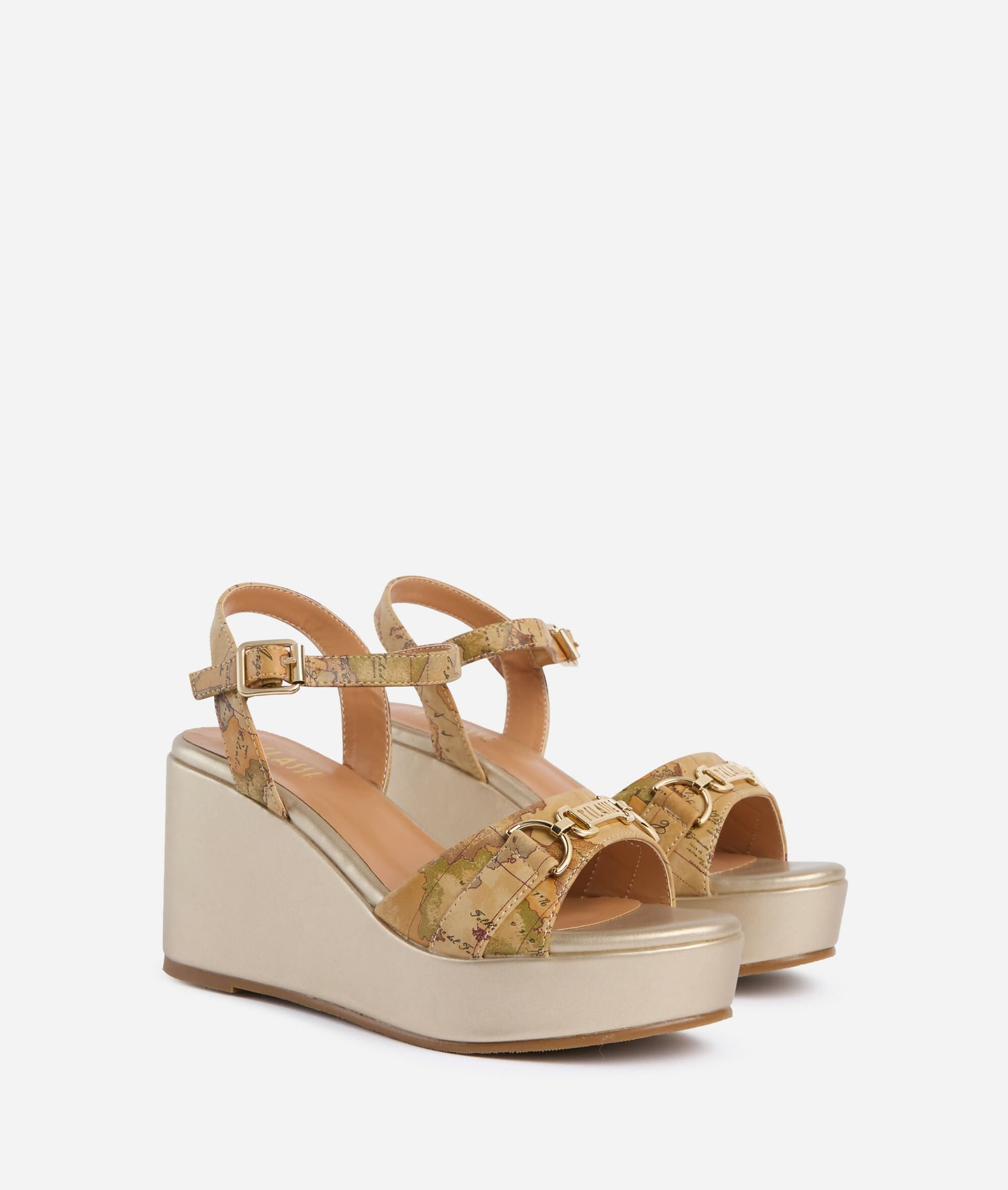 Alviero Martini 1° Classe Donna Sandali in eco nappa con zeppa laminata in Sandali moda Cantali Calzature - Randazzo, commercioVirtuoso.it
