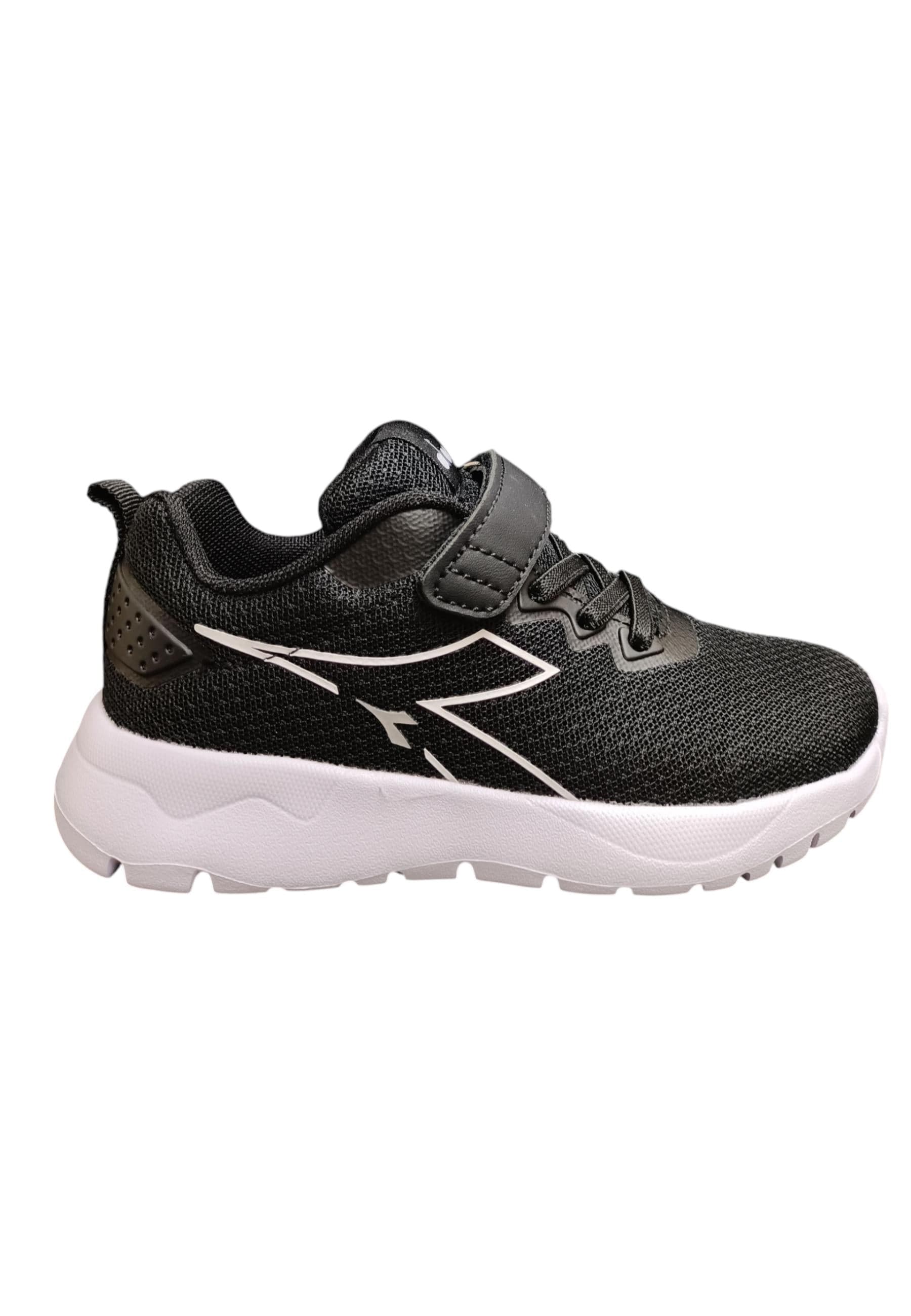 Scarpe sneakers Bambini e ragazzi Diadora evo run  nero-bianco laccio elastico e velcro - 6