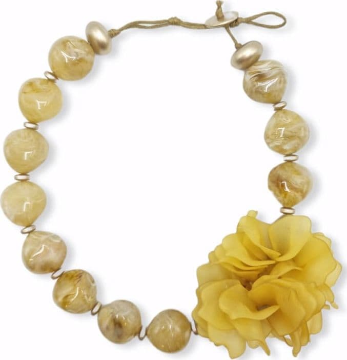 Girocollo pietre e fiore resina