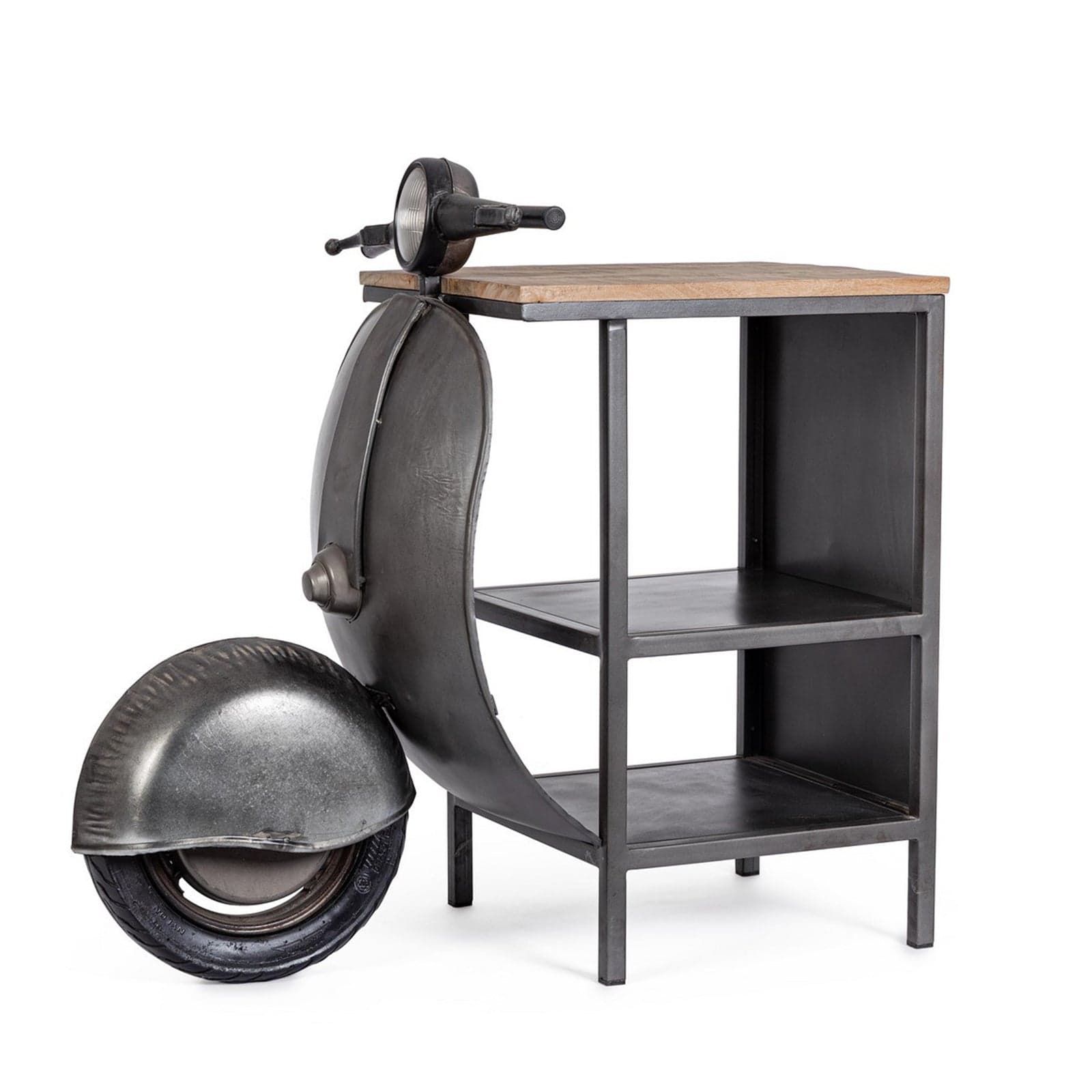Consolle da Bar "Vespa" con struttura in acciaio, piano in legno, da 104 x 94 x 65 cm - 21