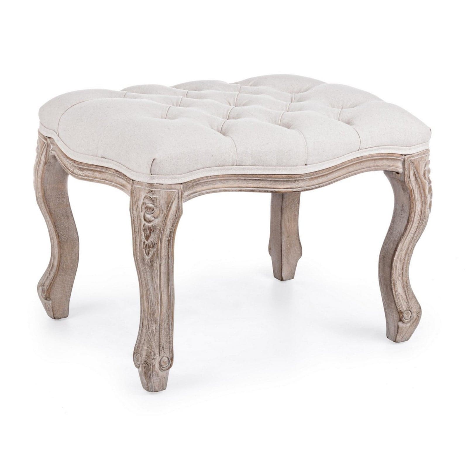 Poltrona Pouf "Diva" per interno, con struttura in rubber wood da 53x42x38cm – Naturale – Bizzotto Homemotion
