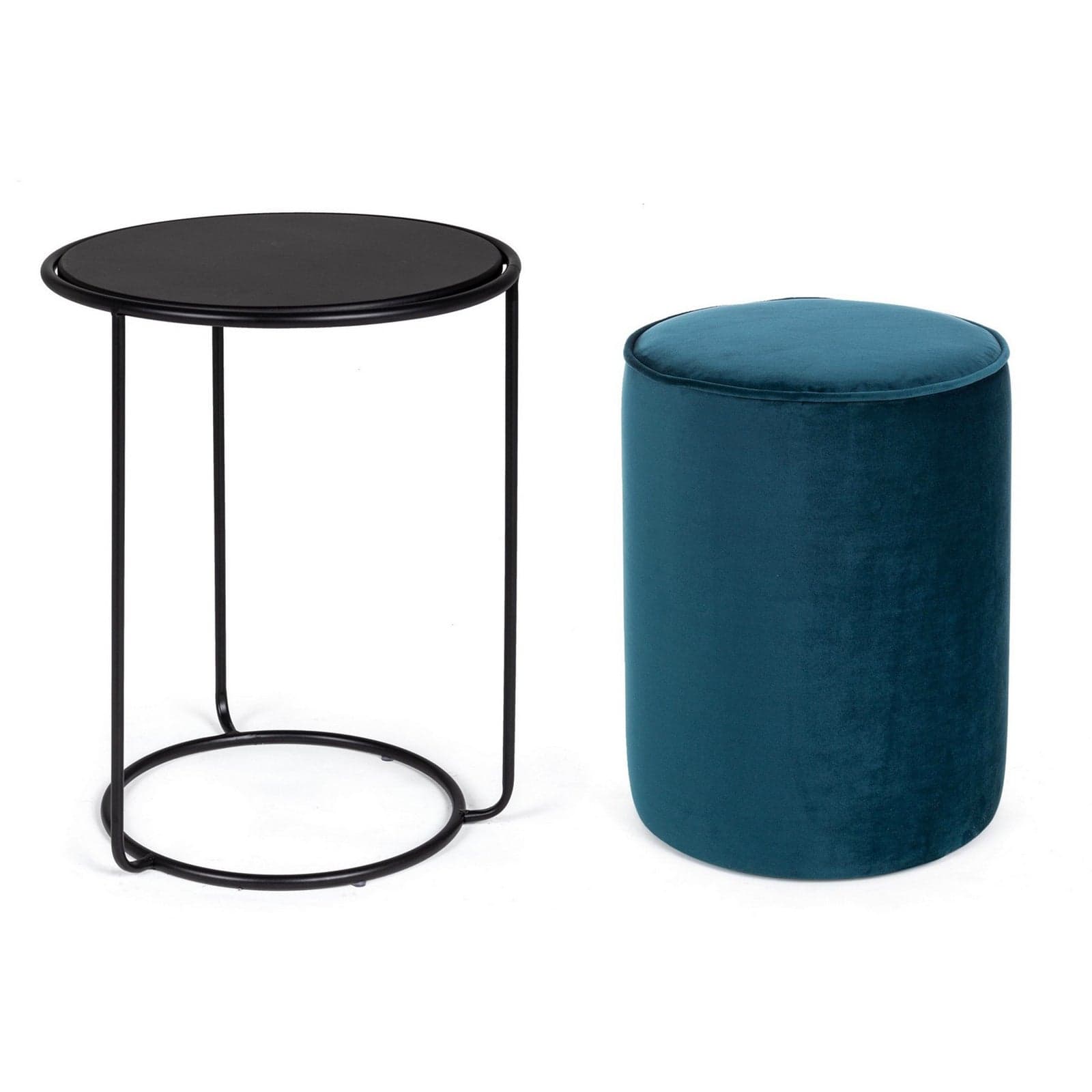 Poltrona Pouf "Annika" per interno, con struttura in acciaio verniciato a polvere epossidica e mdf set da 2 pezzi - 17