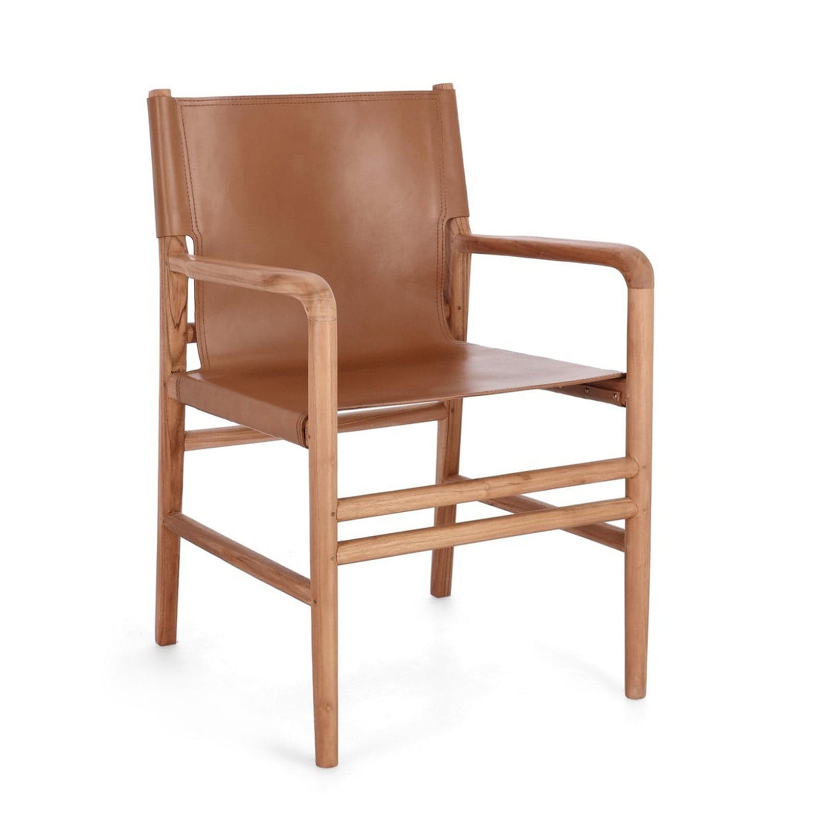 Sedia "Caroline" con legno teak, per arredo interno con braccioli, 57 x 58 x h 85 cm - 4