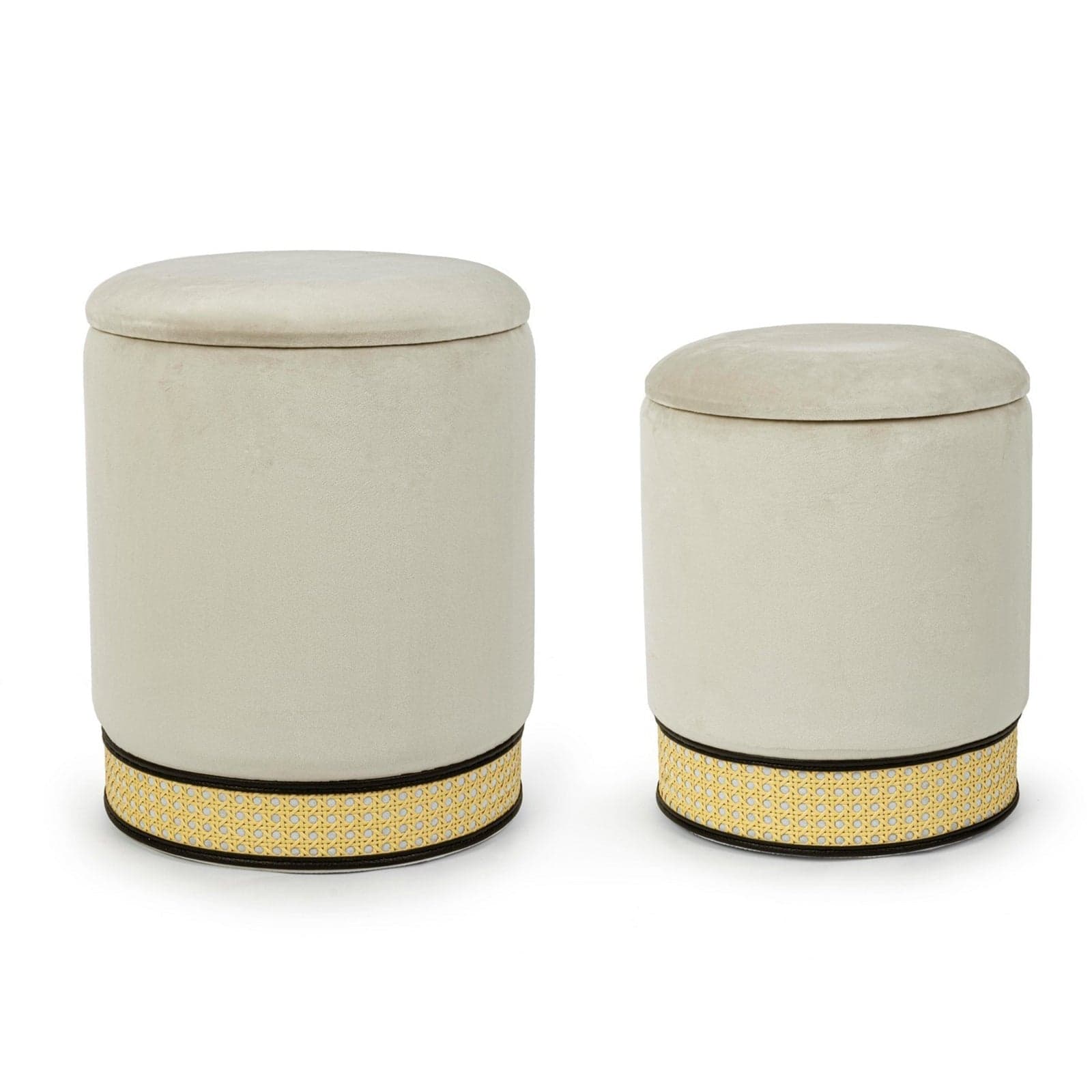 Poltrona Pouf "Milena" per interno, con struttura in mdf e compensato, set da 2 pezzi - 25