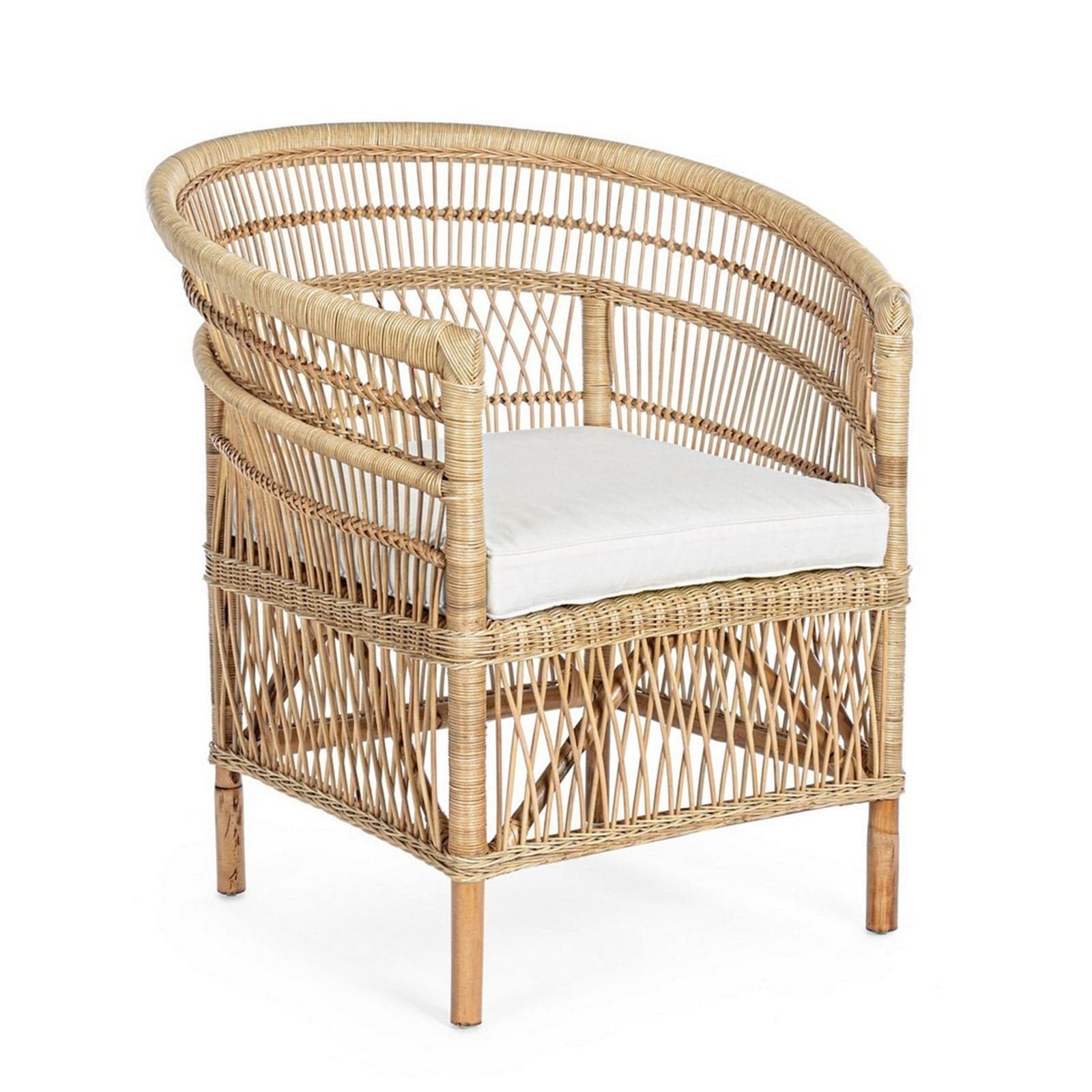 Poltrona "Josefina" per interno, in Rattan naturale con cuscino h 86 cm - 9